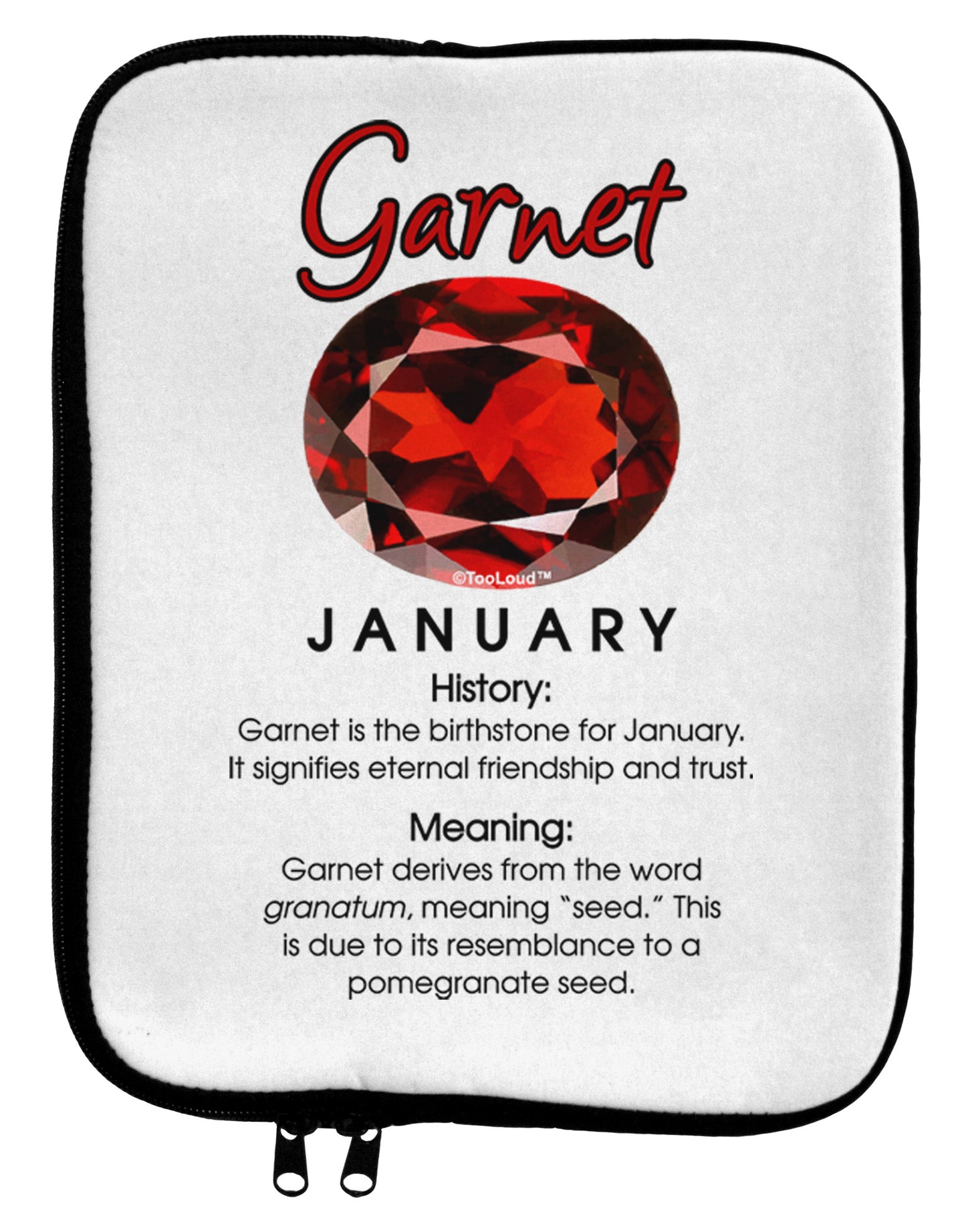 Birthstone Garnet 9 x 11.5 Tablet Sleeve by TooLoud-TooLoud-White-Black-Davson Sales