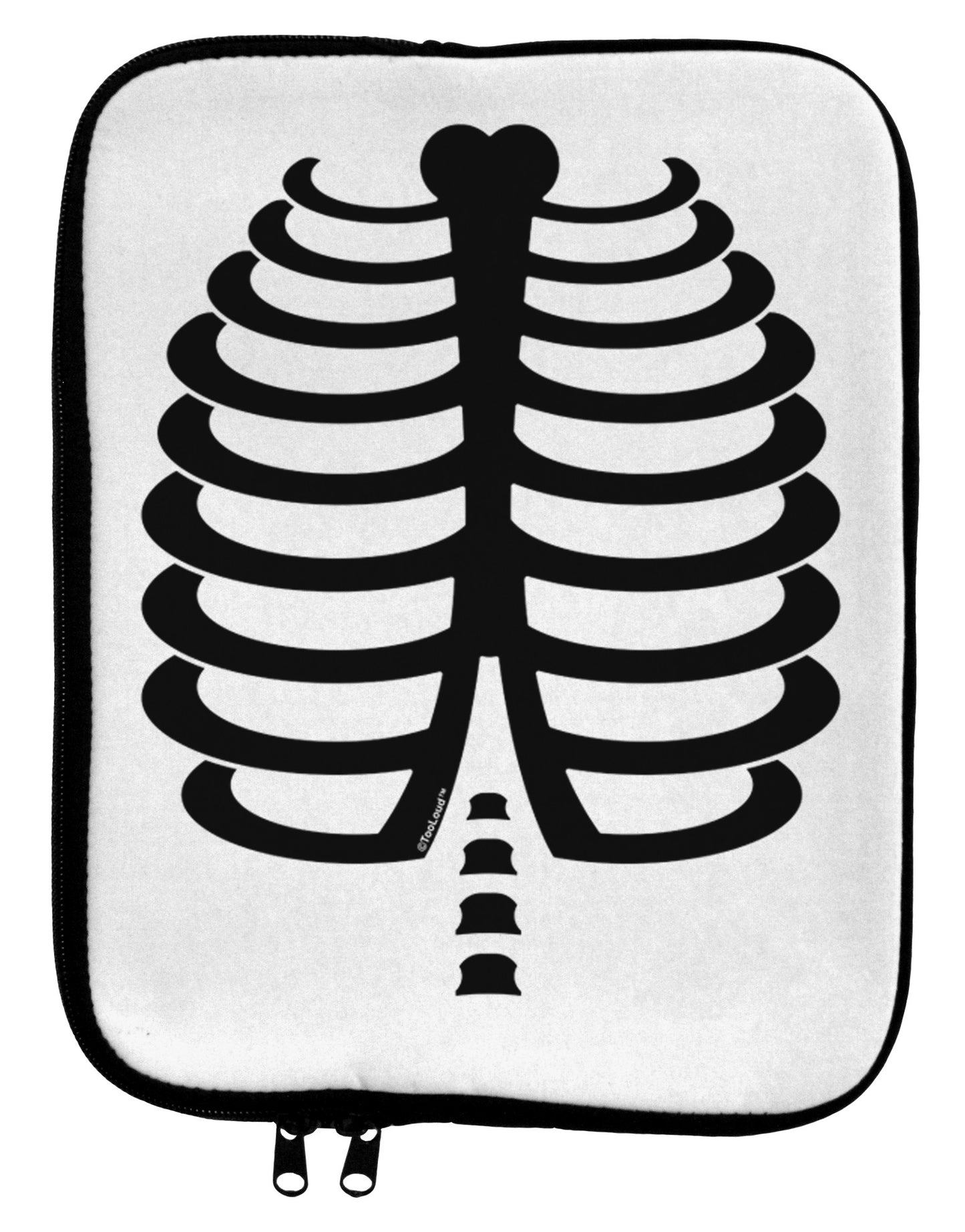 Black Skeleton Ribcage Halloween 9 x 11.5 Tablet Sleeve-TooLoud-White-Black-Davson Sales
