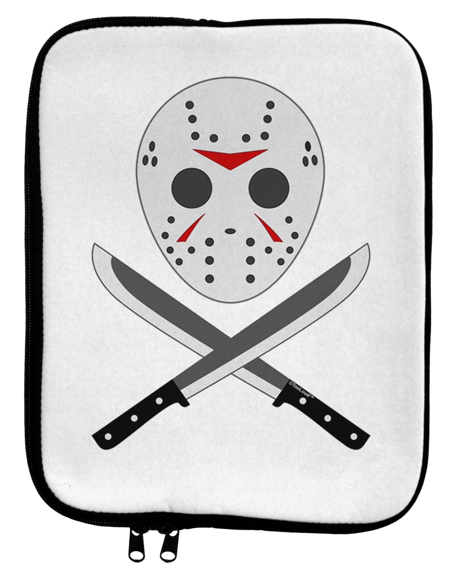 Scary Mask With Machete - Halloween 9 x 11.5 Tablet Sleeve-TooLoud-White-Black-Davson Sales