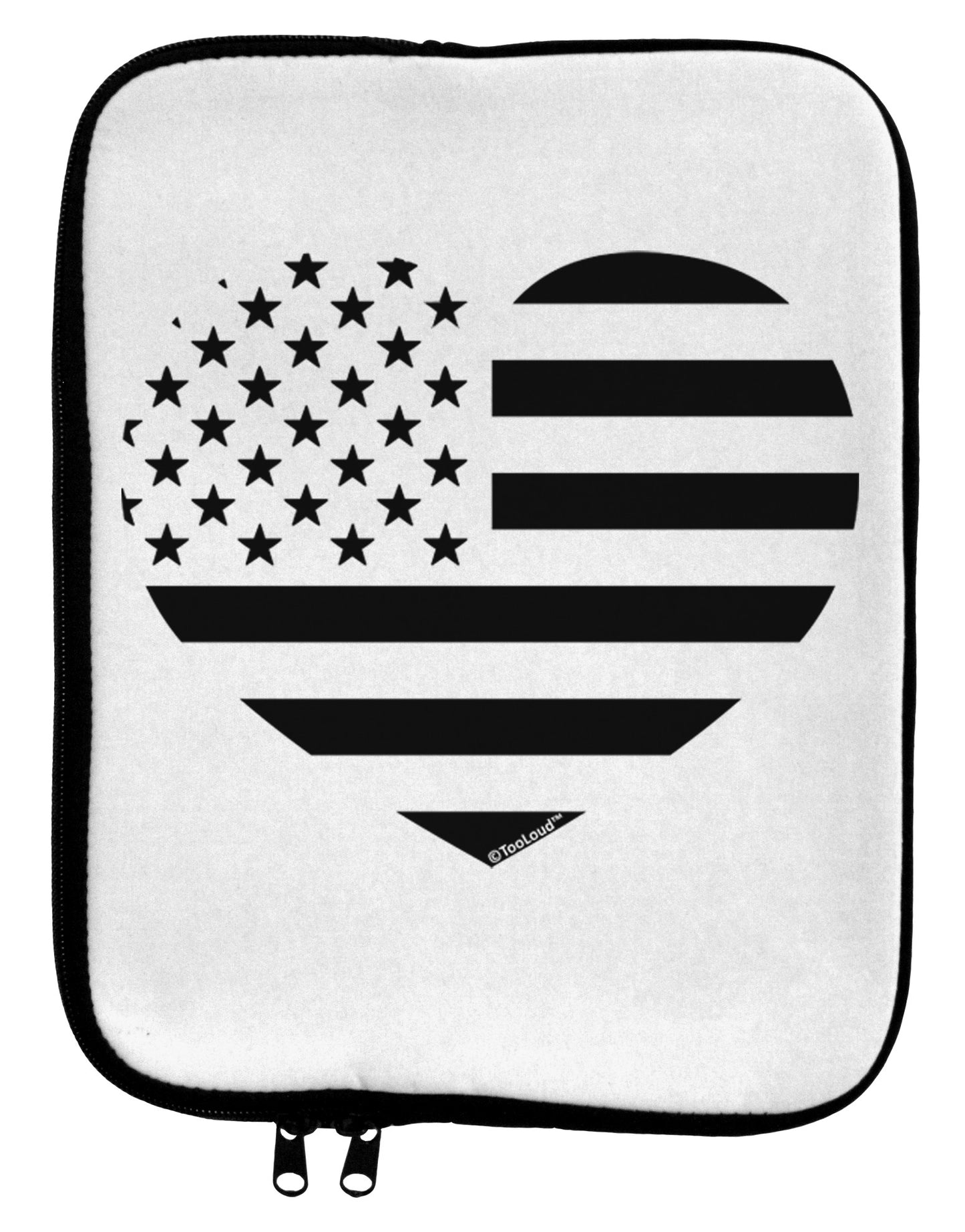 American Flag Heart Design - Stamp Style 9 x 11.5 Tablet Sleeve by TooLoud-TooLoud-White-Black-Davson Sales