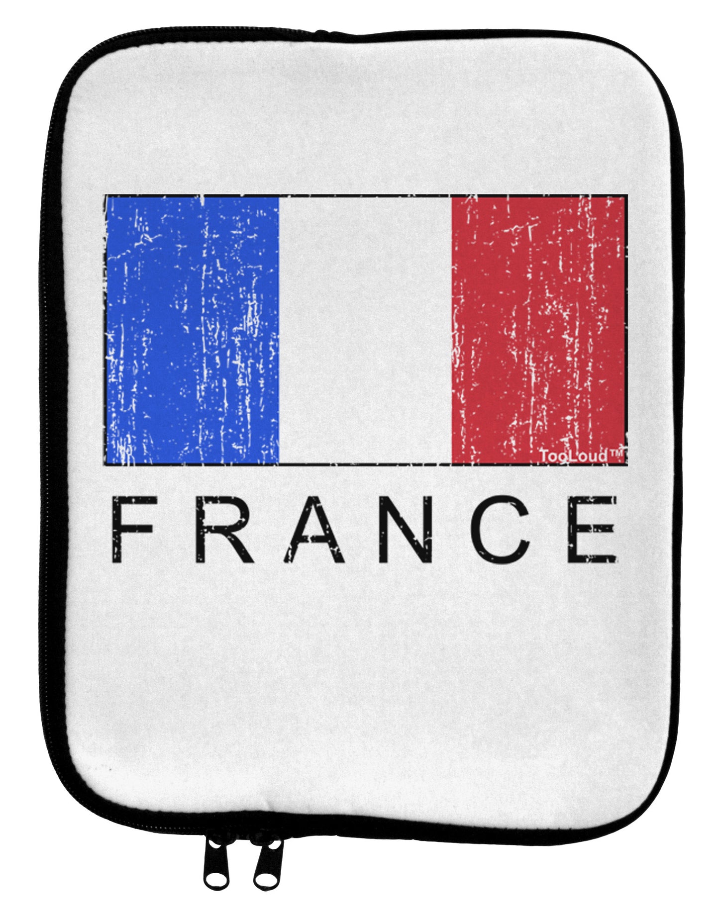 French Flag - France Text Distressed 9 x 11.5 Tablet Sleeve by TooLoud-TooLoud-White-Black-Davson Sales