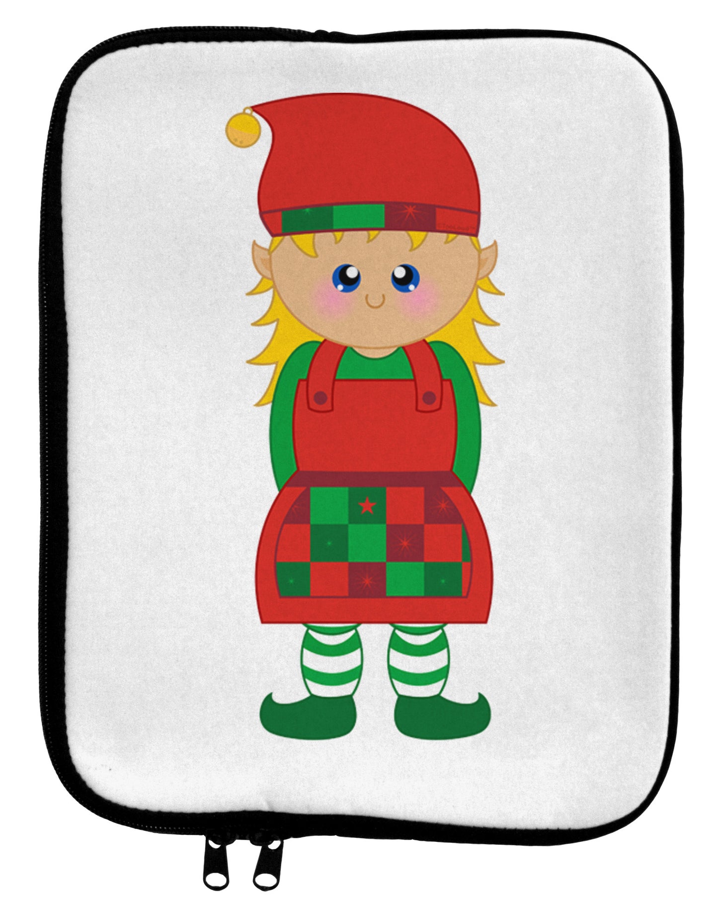 Cute Christmas Elf Girl 9 x 11.5 Tablet Sleeve-TooLoud-White-Black-Davson Sales