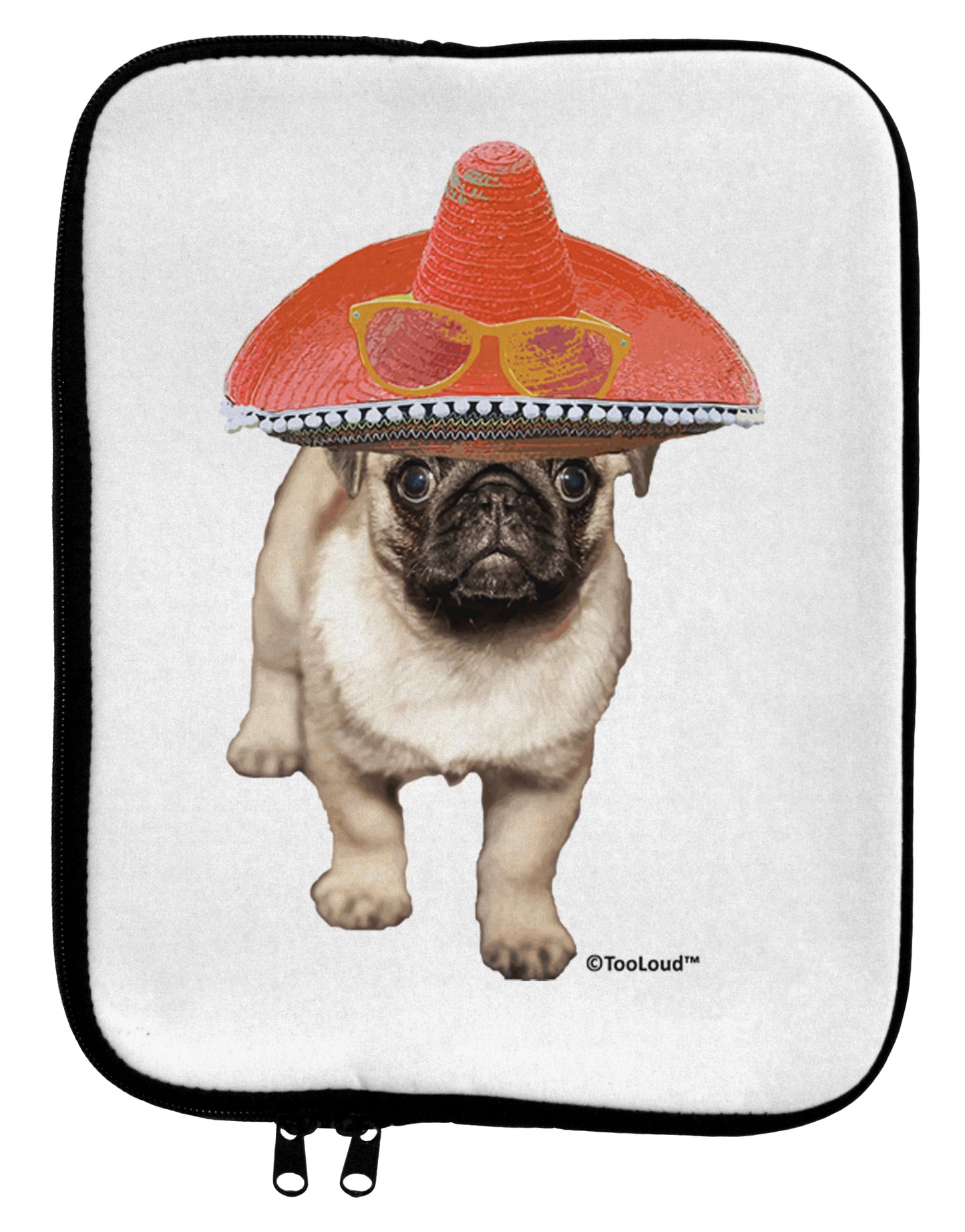 Pug Dog with Pink Sombrero 9 x 11.5 Tablet Sleeve by TooLoud-TooLoud-White-Black-Davson Sales