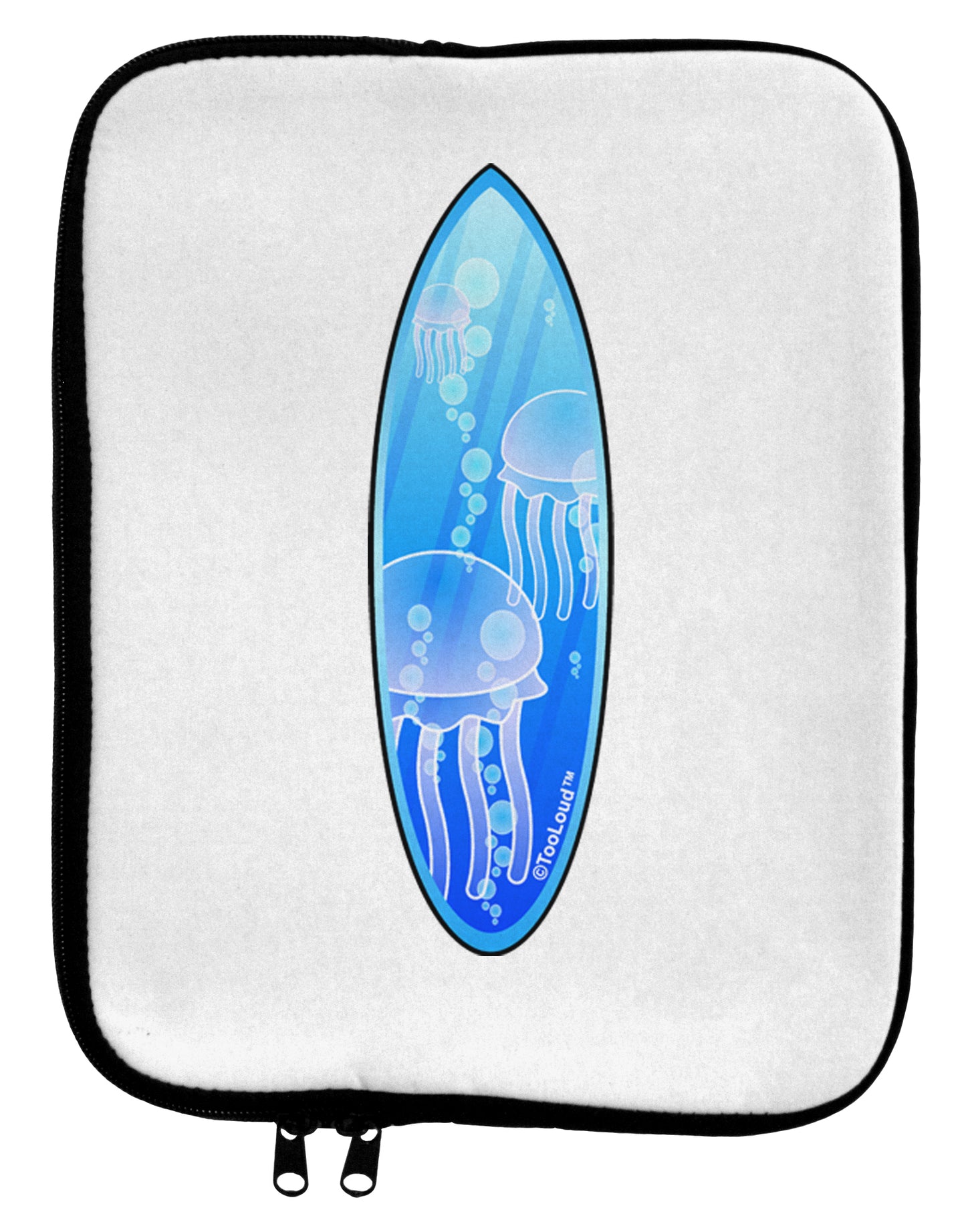 Jellyfish Surfboard 9 x 11.5 Tablet Sleeve by TooLoud-TooLoud-White-Black-Davson Sales