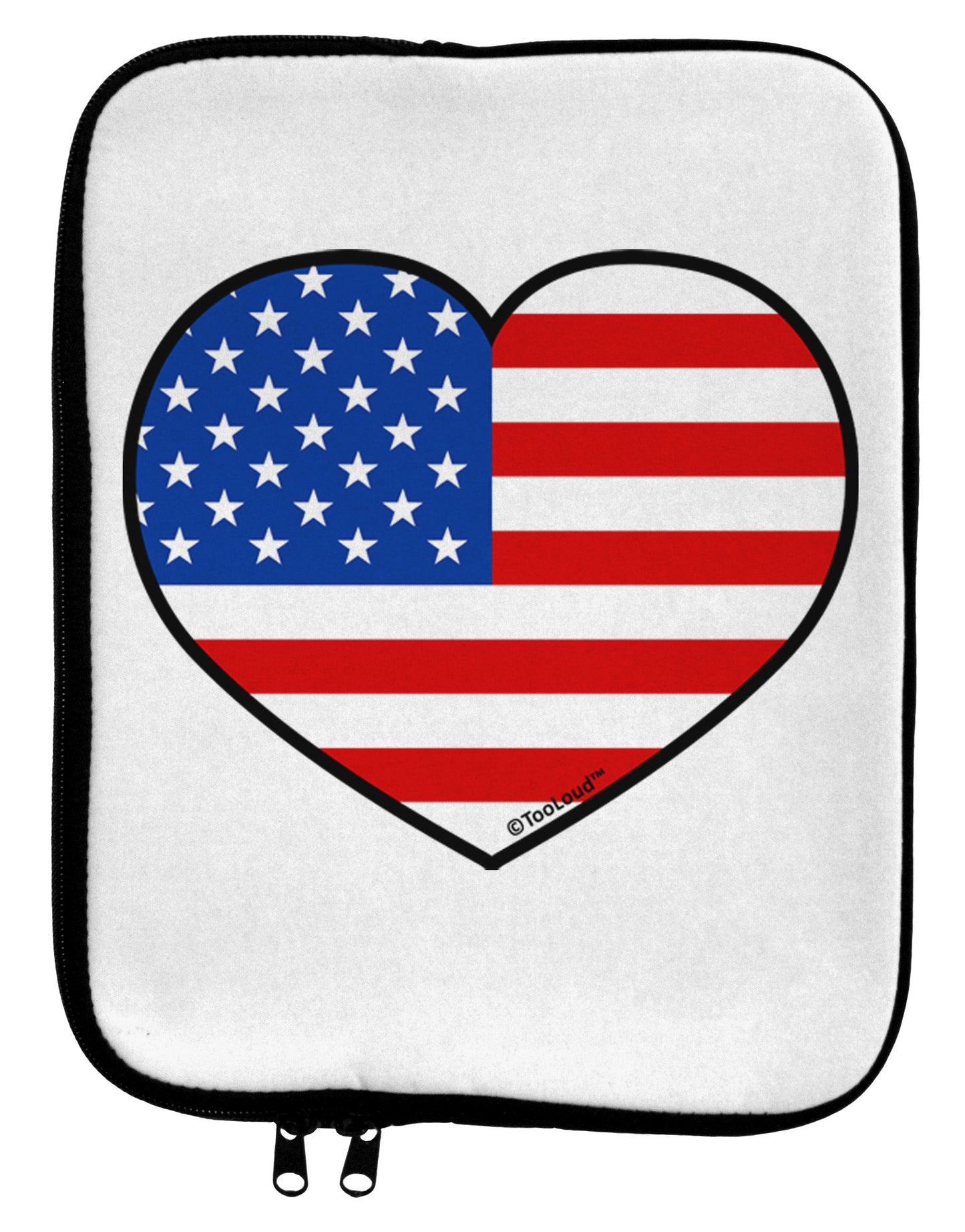 American Flag Heart Design 9 x 11.5 Tablet Sleeve by TooLoud-TooLoud-White-Black-Davson Sales