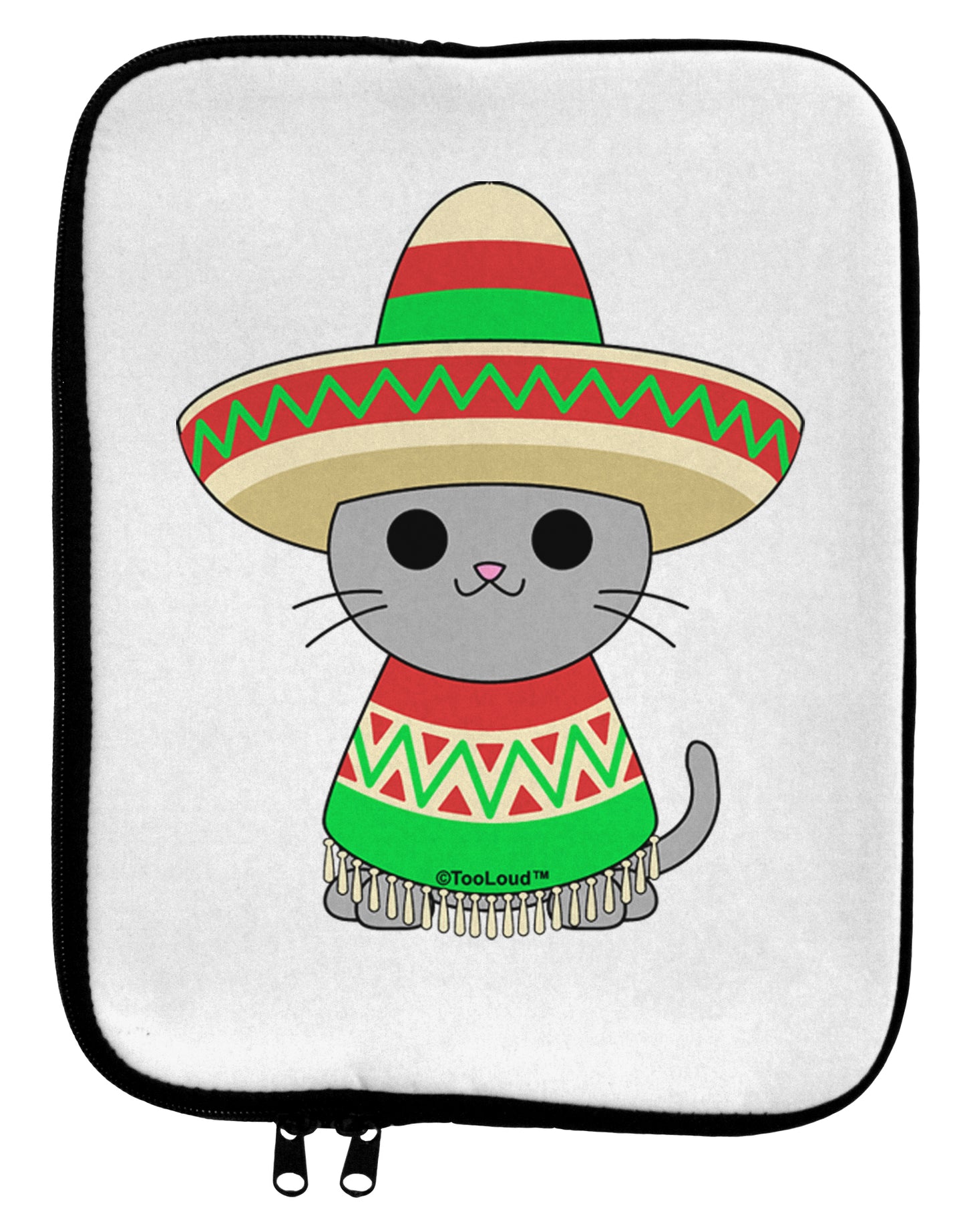 Cat with Sombrero and Poncho 9 x 11.5 Tablet Sleeve by TooLoud-TooLoud-White-Black-Davson Sales