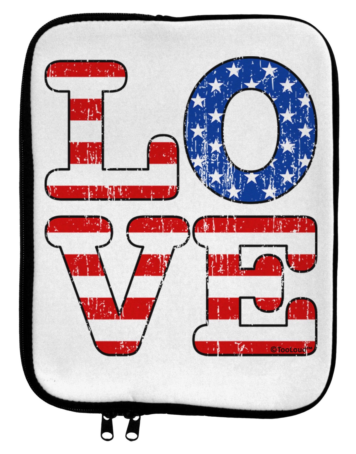 American Love Design - Distressed 9 x 11.5 Tablet Sleeve by TooLoud-TooLoud-White-Black-Davson Sales