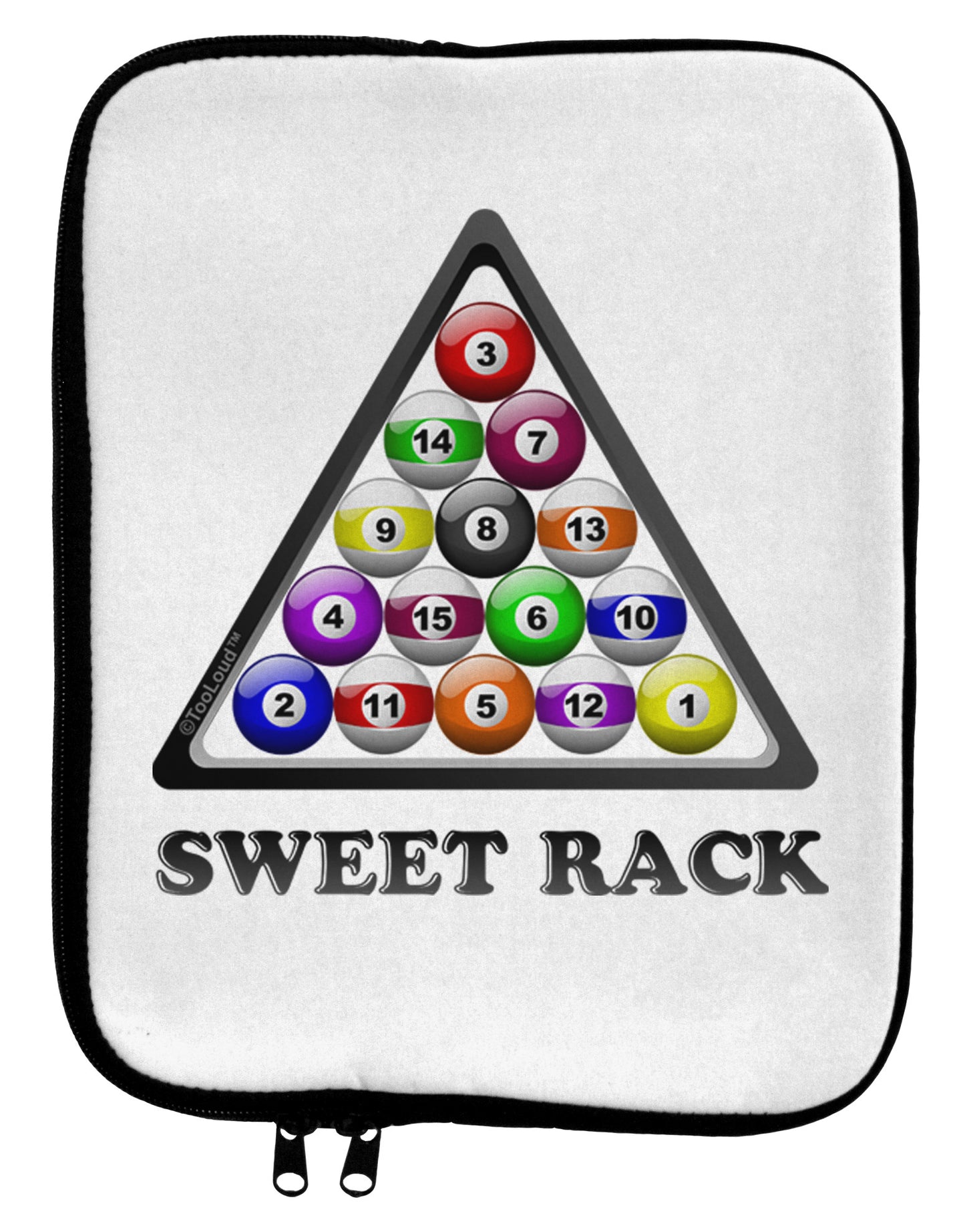 Sweet Rack - Pool 9 x 11.5 Tablet Sleeve-TooLoud-White-Black-Davson Sales