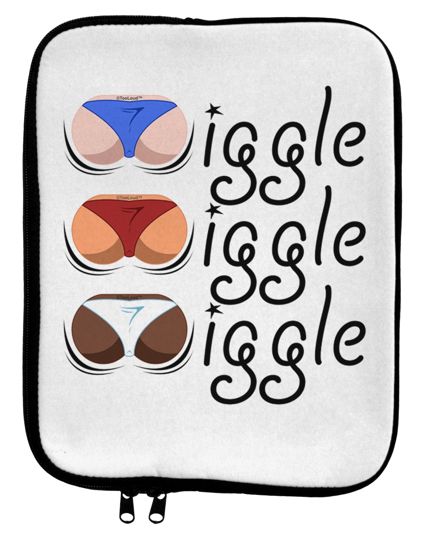 Wiggle Wiggle Wiggle - Twerk Color 9 x 11.5 Tablet Sleeve-TooLoud-White-Black-Davson Sales