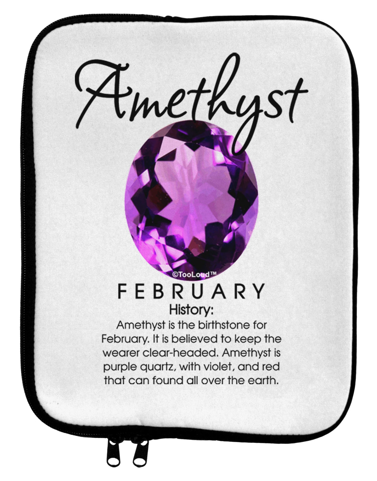 Birthstone Amethyst 9 x 11.5 Tablet Sleeve by TooLoud-TooLoud-White-Black-Davson Sales