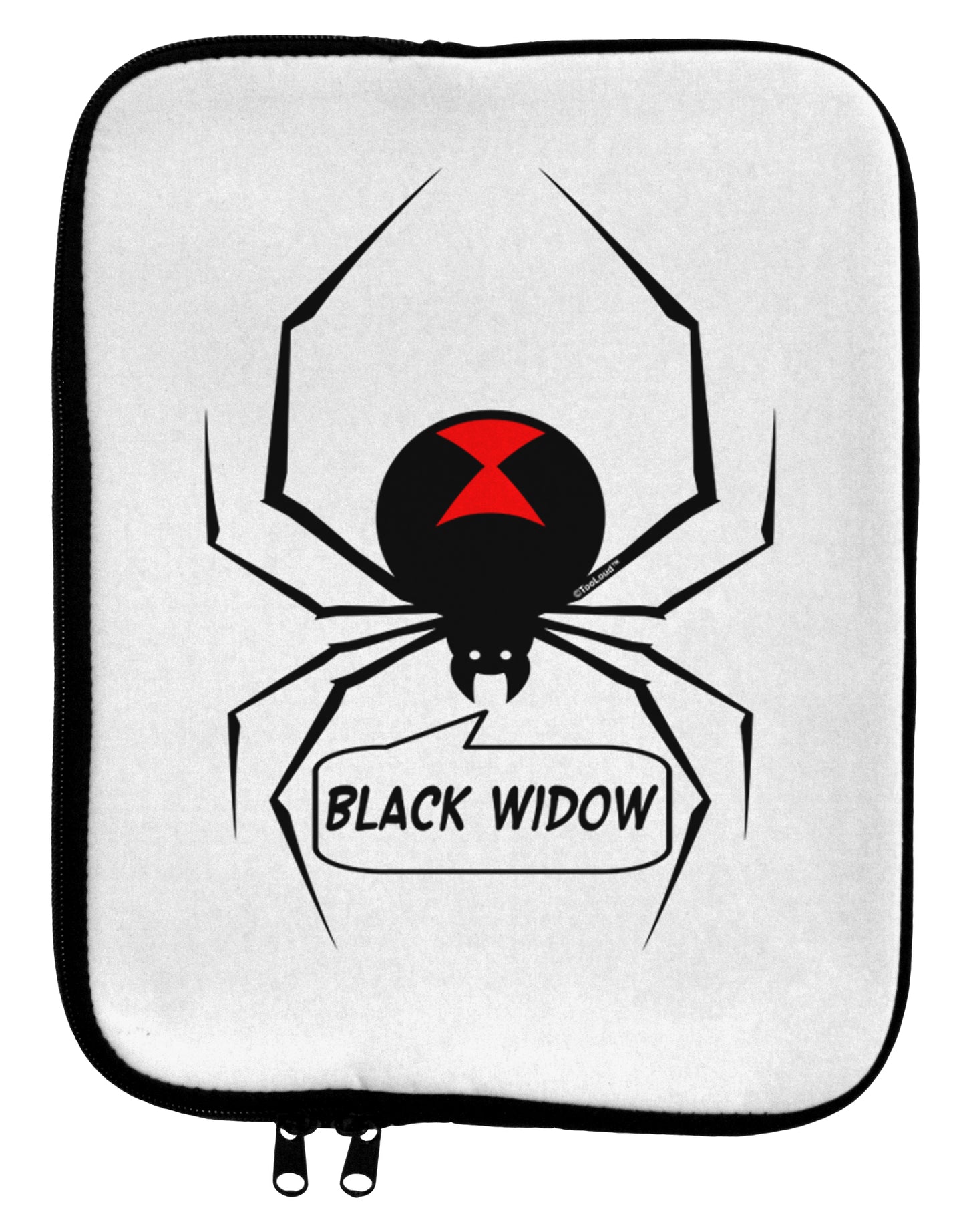 Black Widow Spider Design - Text 9 x 11.5 Tablet Sleeve-TooLoud-White-Black-Davson Sales