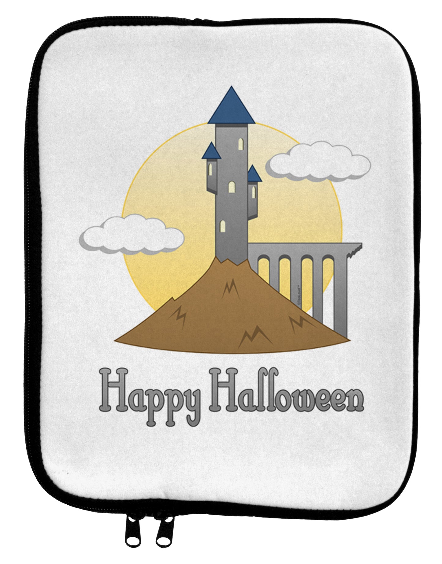 Moonlit Wizard Tower - Happy Halloween 9 x 11.5 Tablet Sleeve-TooLoud-White-Black-Davson Sales