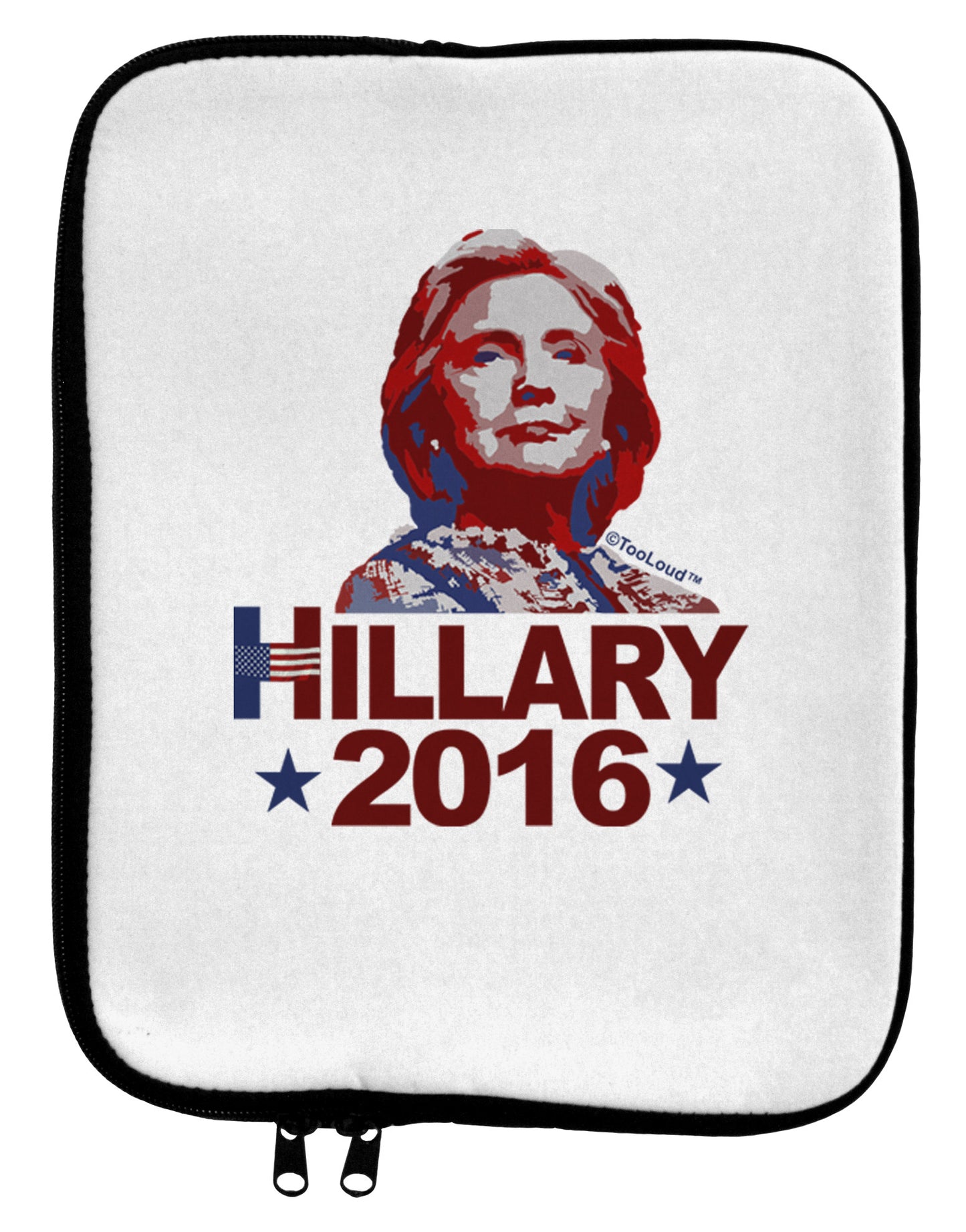 Hillary 2016 Face 9 x 11.5 Tablet Sleeve-TooLoud-White-Black-Davson Sales