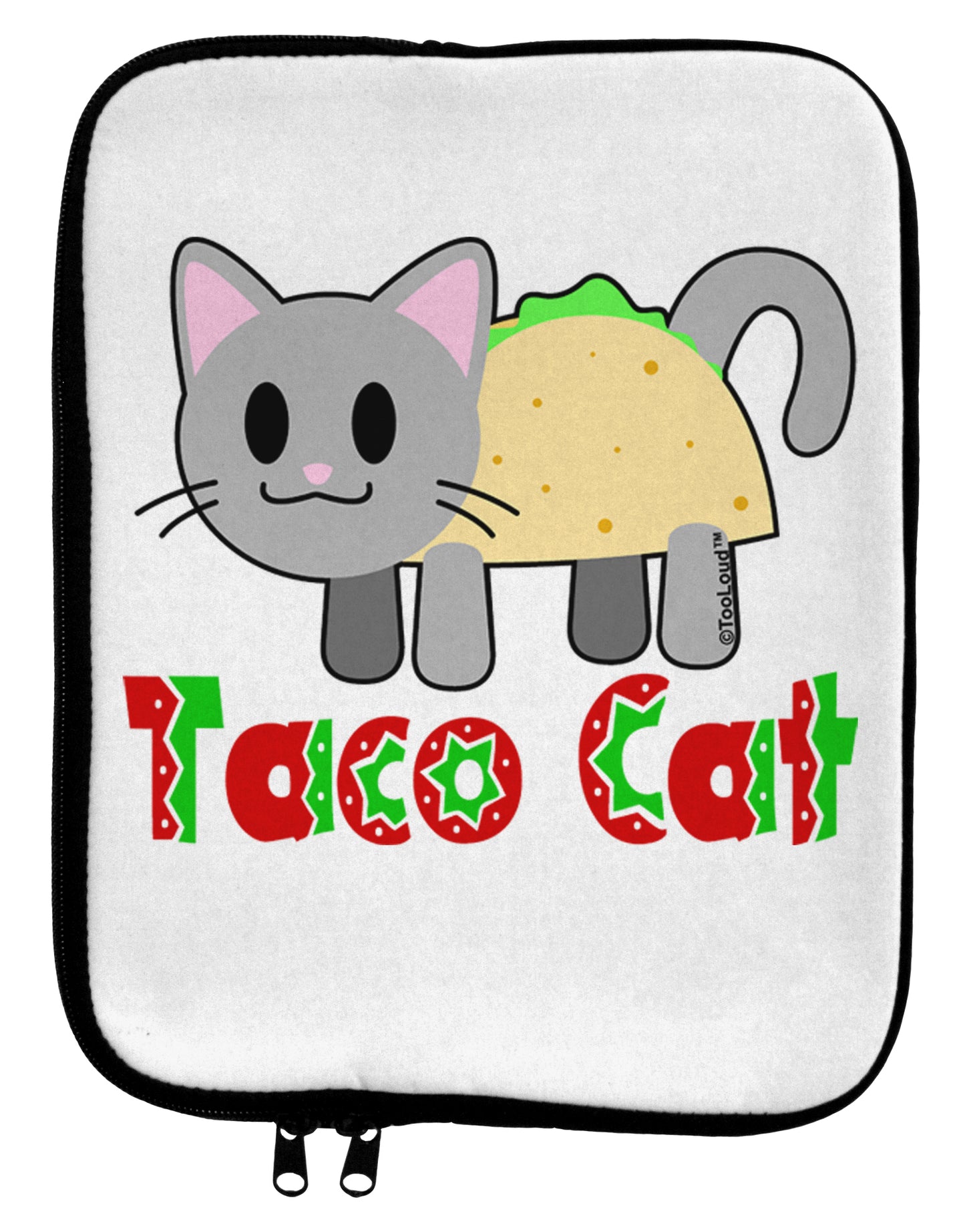 Cute Taco Cat Design Text 9 x 11.5 Tablet Sleeve by TooLoud-TooLoud-White-Black-Davson Sales