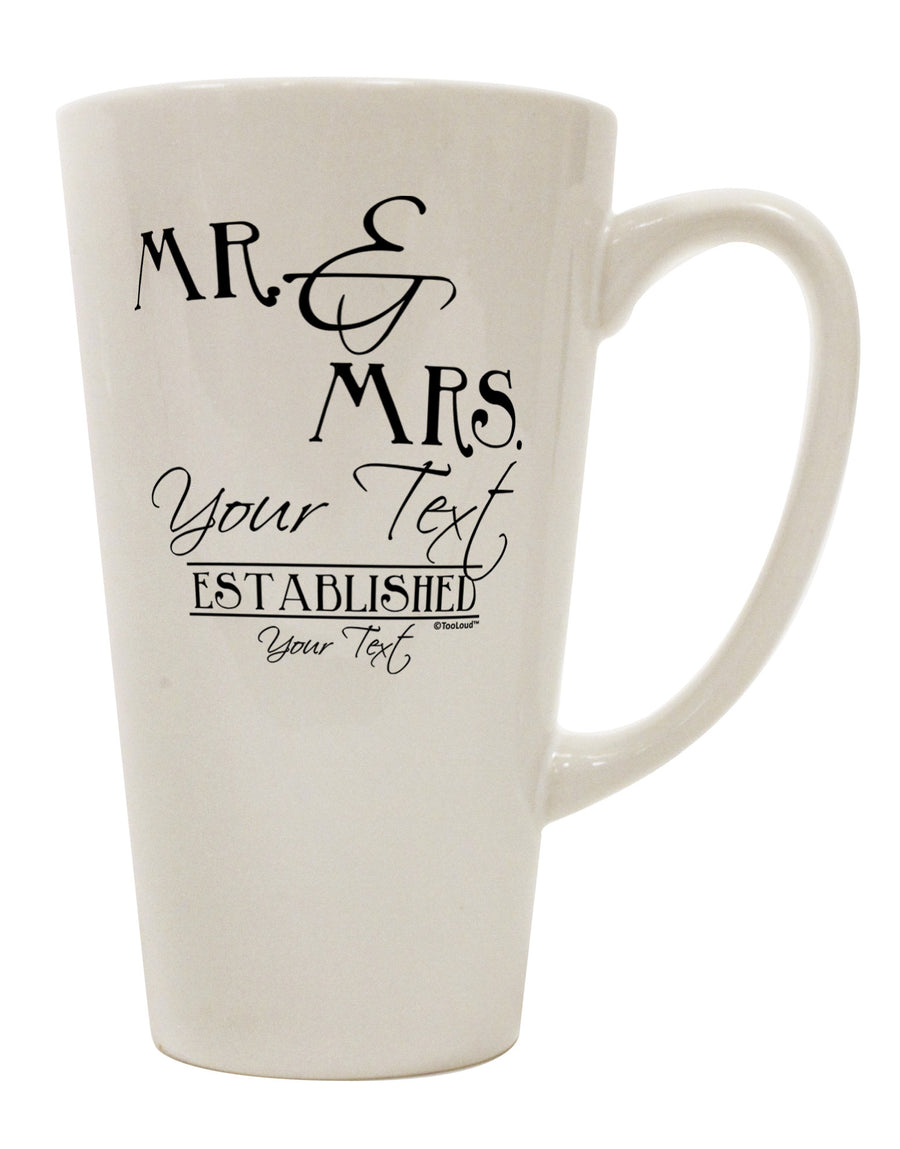 Customized Mr and Mrs -Name- Established -Date- Patterned 16 oz Conical Latte Coffee Cup - TooLoud-Conical Latte Mug-TooLoud-White-Davson Sales