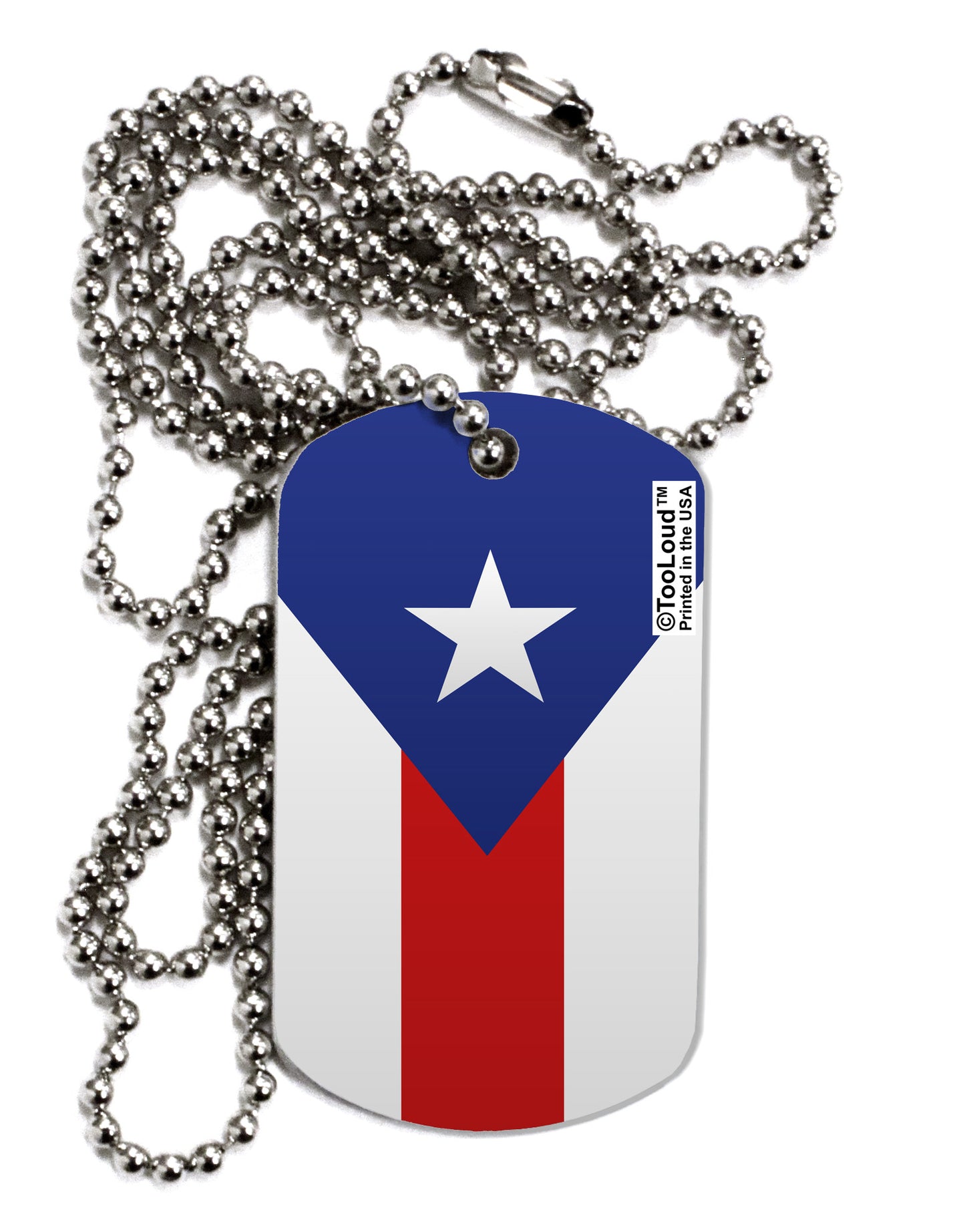 Puerto Rico Flag AOP Adult Dog Tag Chain Necklace-Dog Tag Necklace-TooLoud-1 Piece-Davson Sales