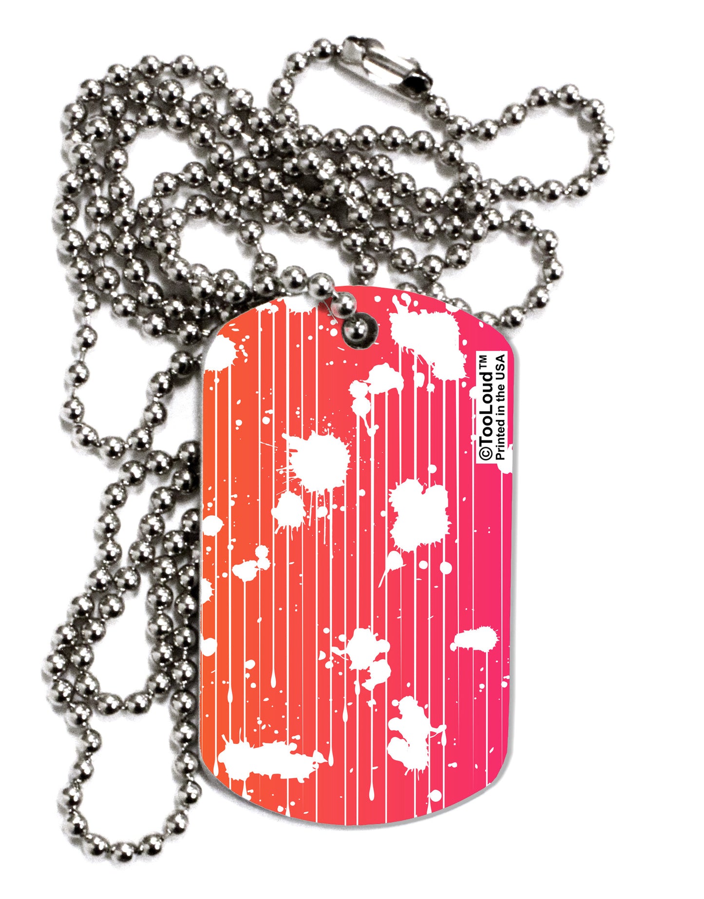 Splatter AOP - Orange Pink Adult Dog Tag Chain Necklace-Dog Tag Necklace-TooLoud-1 Piece-Davson Sales