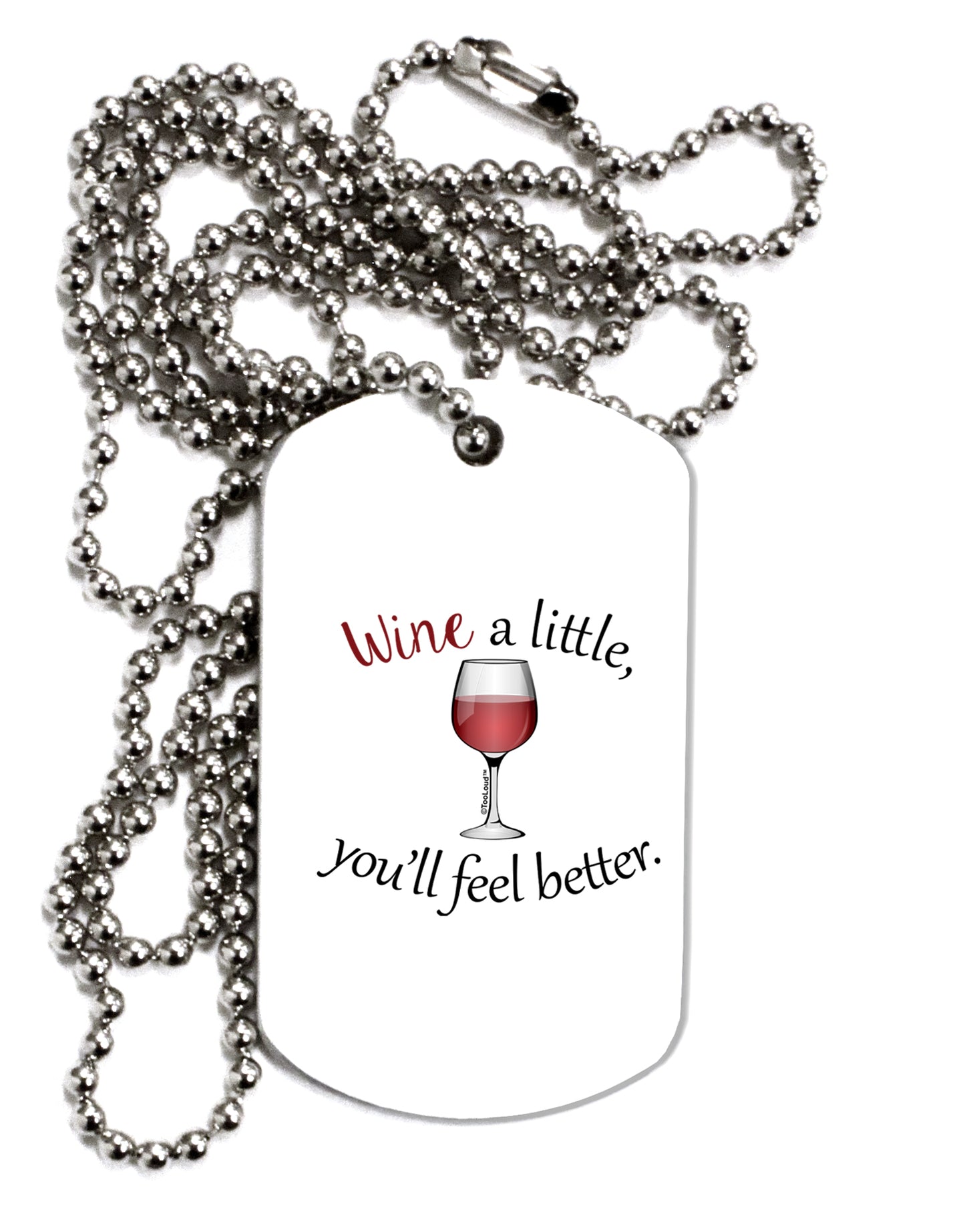 Wine a Little Adult Dog Tag Chain Necklace by TooLoud-Dog Tag Necklace-TooLoud-1 Piece-Davson Sales