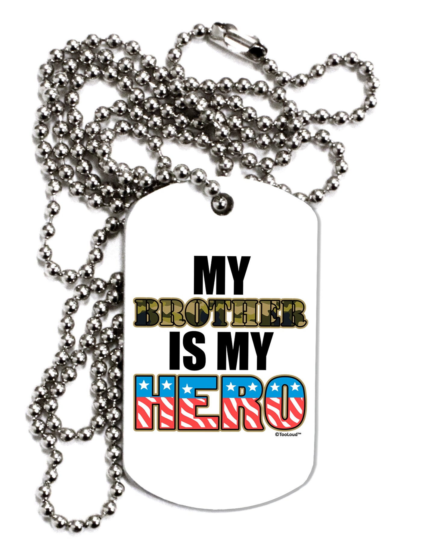 My Brother is My Hero - Armed Forces Adult Dog Tag Chain Necklace by TooLoud-Dog Tag Necklace-TooLoud-White-Davson Sales