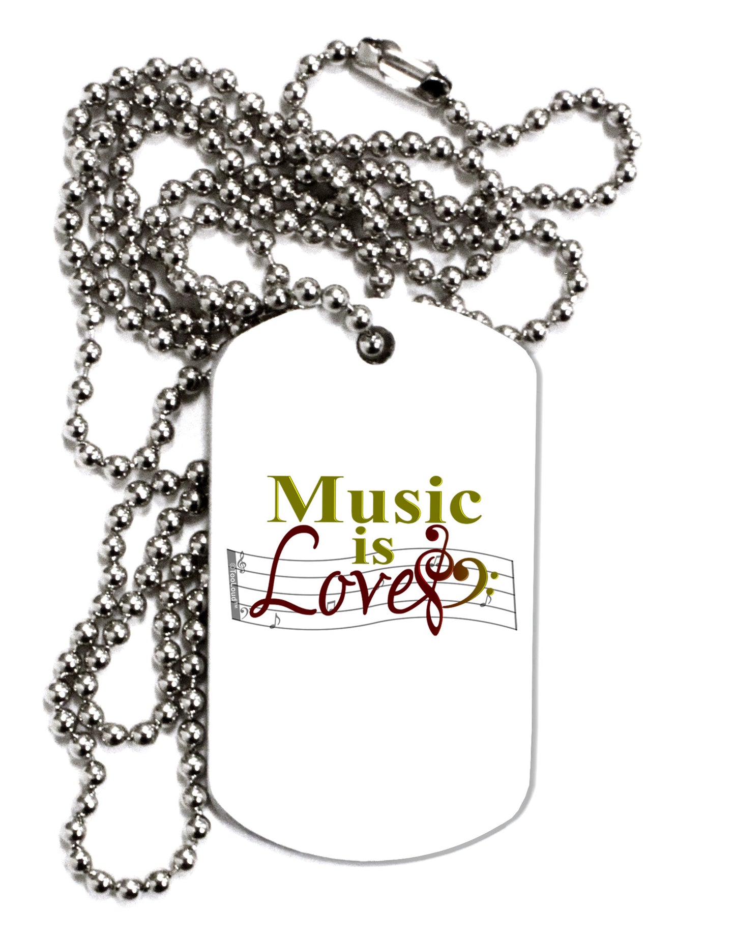 Music Is Love Adult Dog Tag Chain Necklace-Dog Tag Necklace-TooLoud-1 Piece-Davson Sales