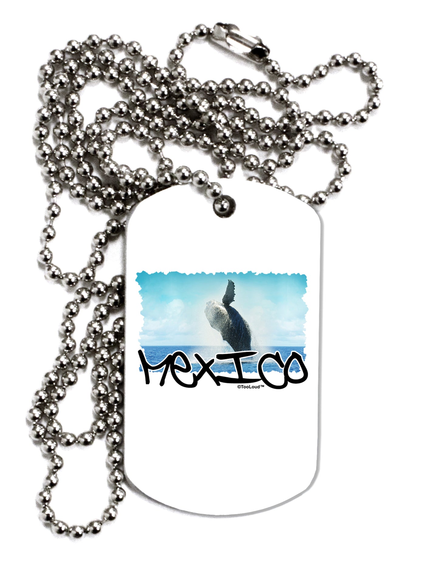 Mexico - Whale Watching Cut-out Adult Dog Tag Chain Necklace by TooLoud-TooLoud-White-Davson Sales