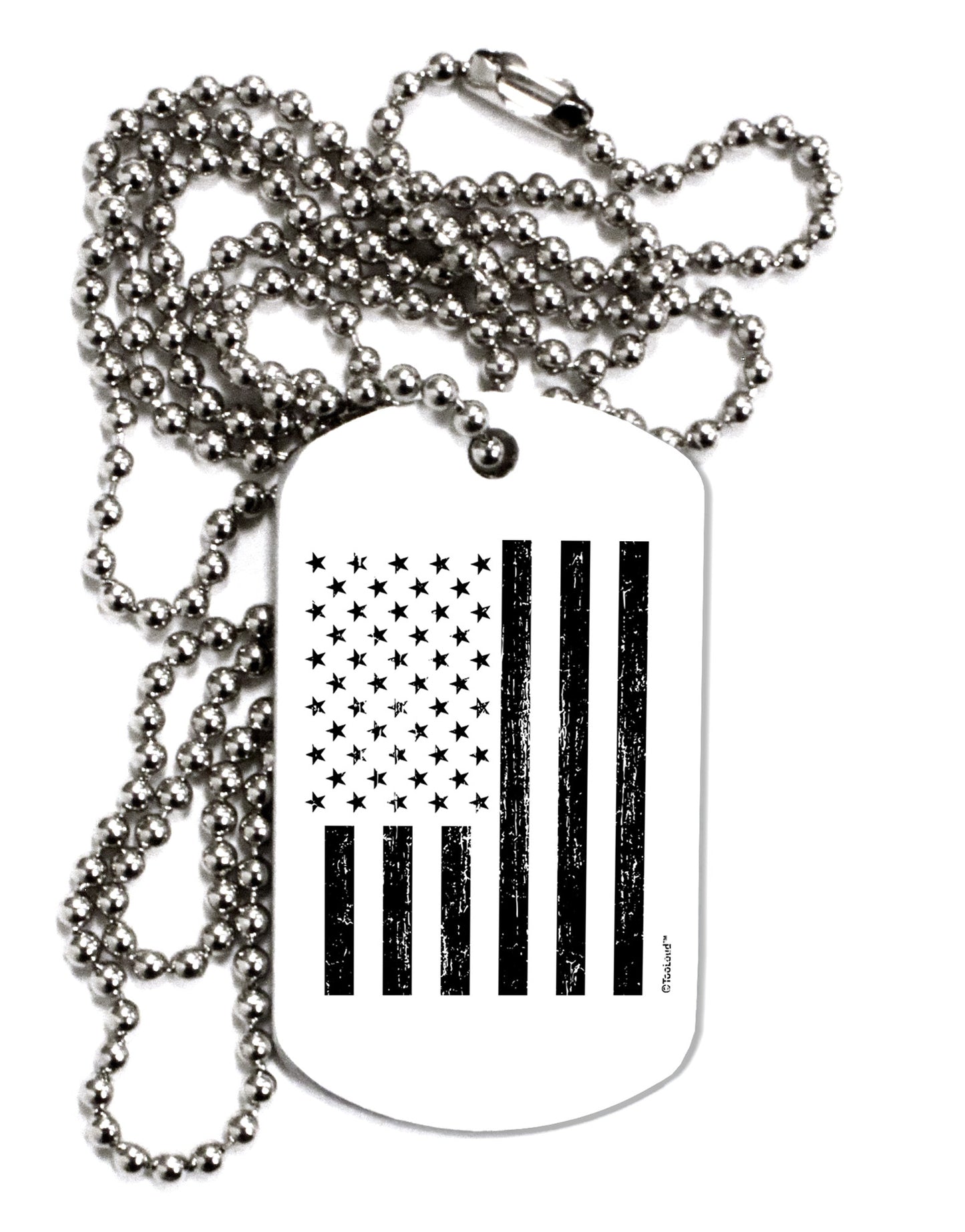 Stamp Style American Flag - Distressed Adult Dog Tag Chain Necklace by TooLoud-Dog Tag Necklace-TooLoud-White-Davson Sales