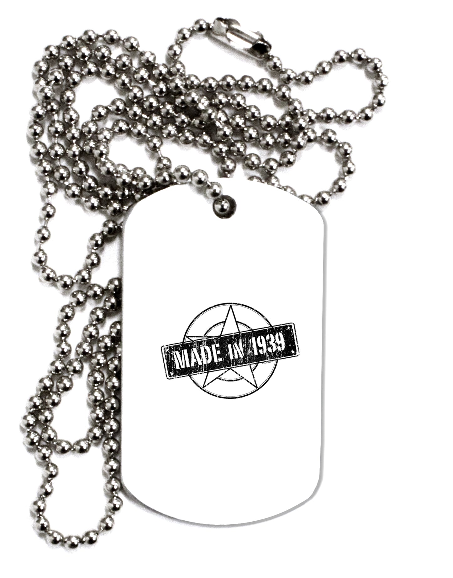 TooLoud 80th Birthday Made in 1939 Adult Dog Tag Chain Necklace-Dog Tag Necklace-TooLoud-1 Piece-Davson Sales