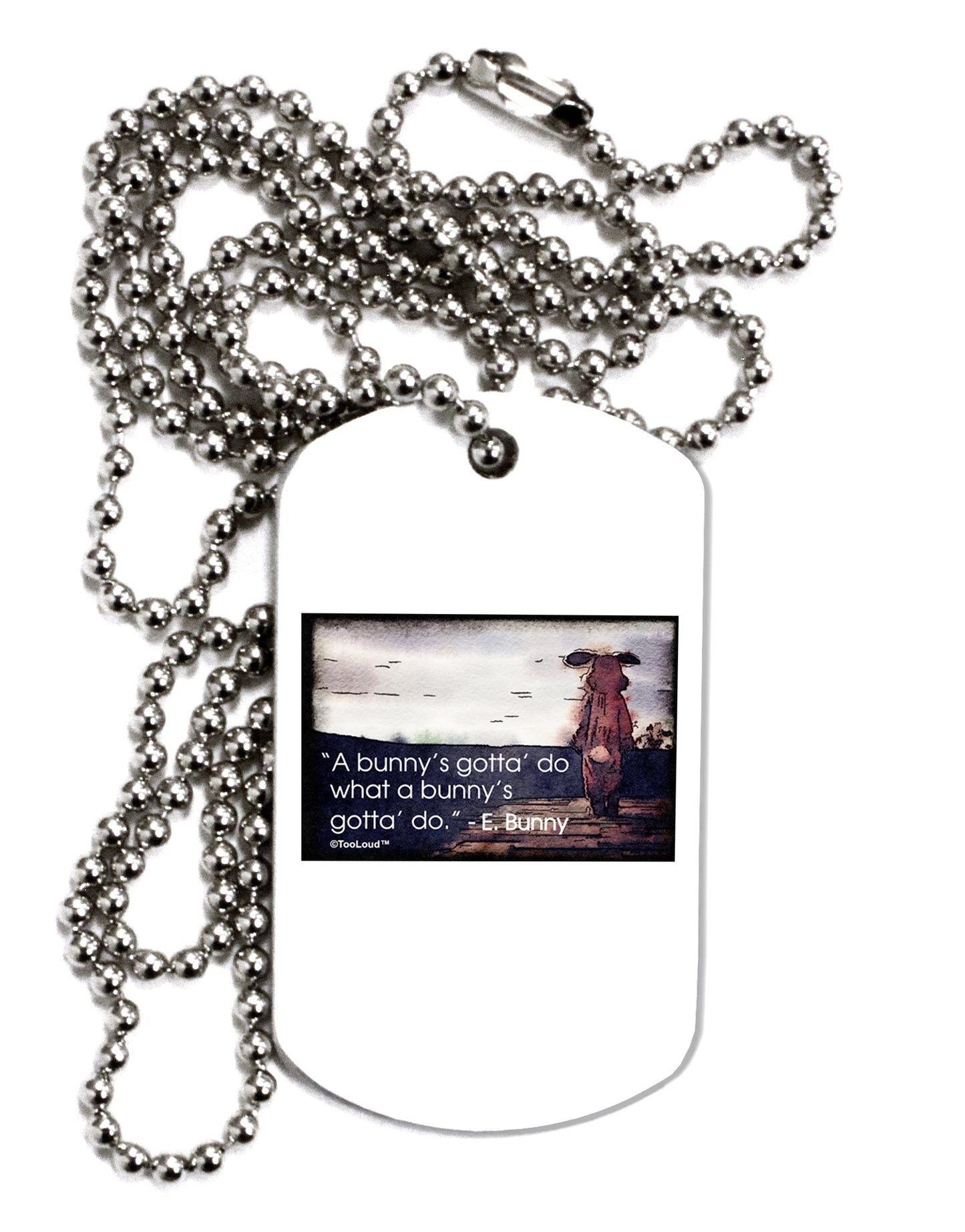 A Bunny's Gotta Do - Easter Bunny Adult Dog Tag Chain Necklace by TooLoud-Dog Tag Necklace-TooLoud-White-Davson Sales