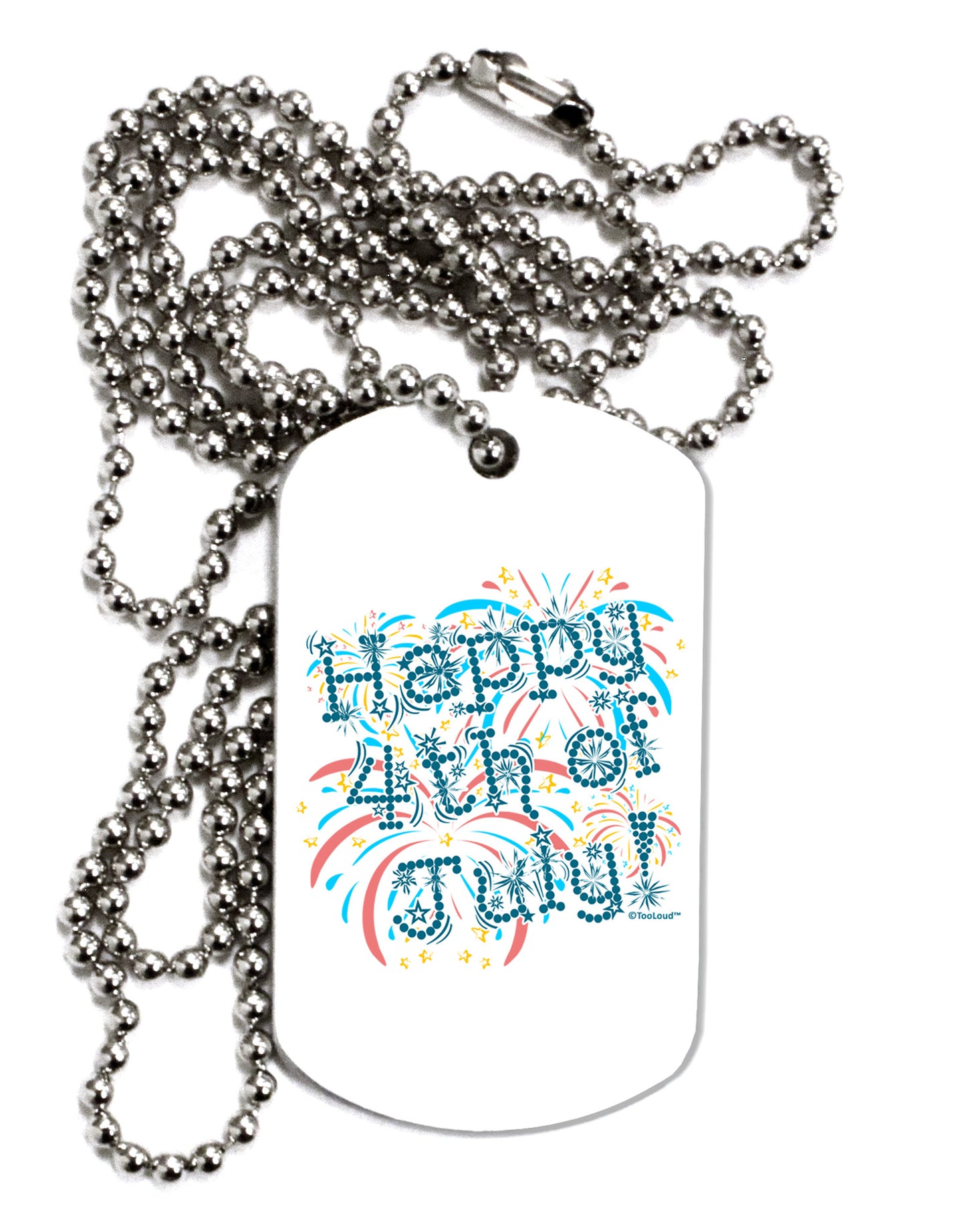 Happy 4th of July - Fireworks Design Adult Dog Tag Chain Necklace-Dog Tag Necklace-TooLoud-White-Davson Sales