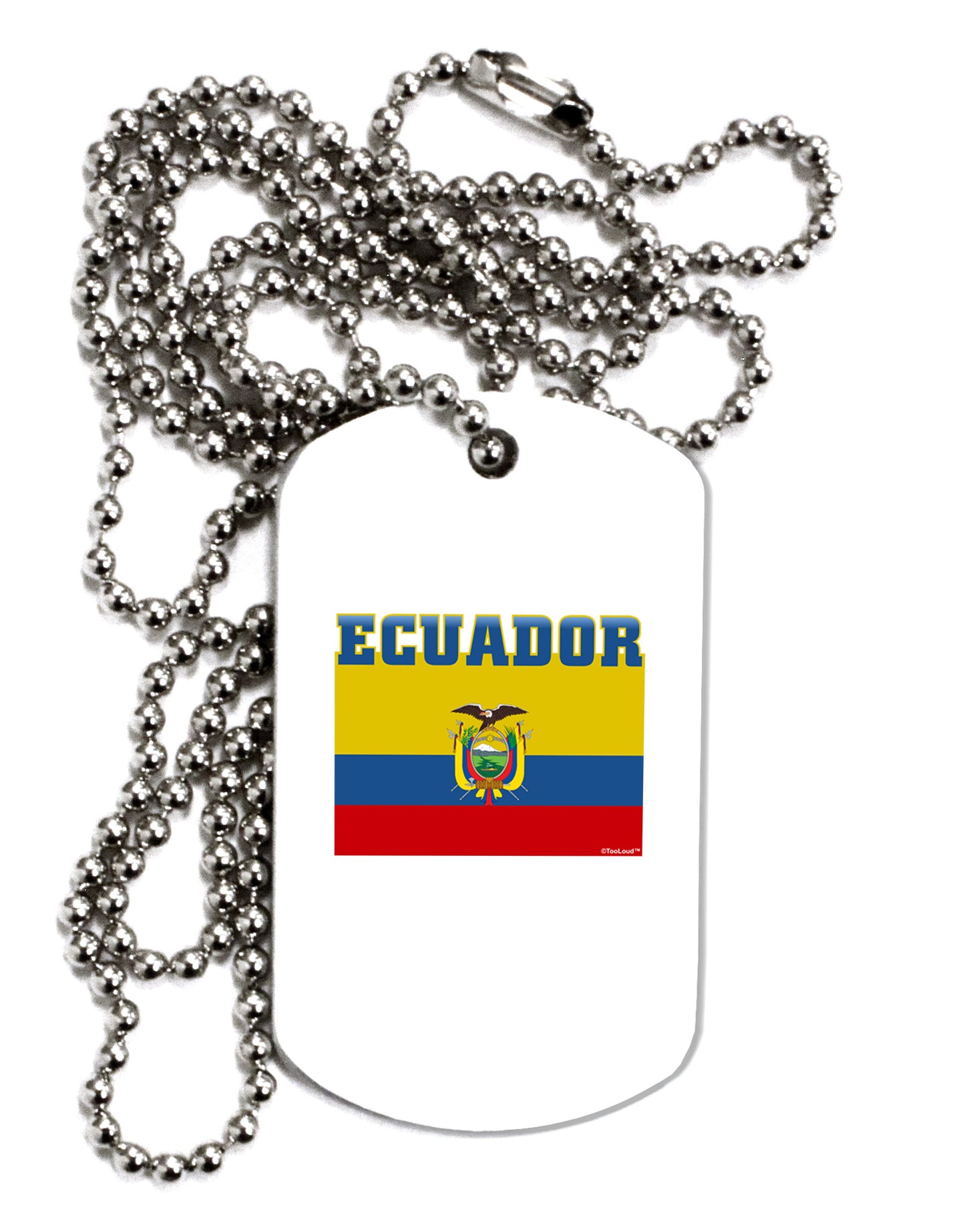 Ecuador Flag Adult Dog Tag Chain Necklace-Dog Tag Necklace-TooLoud-1 Piece-Davson Sales