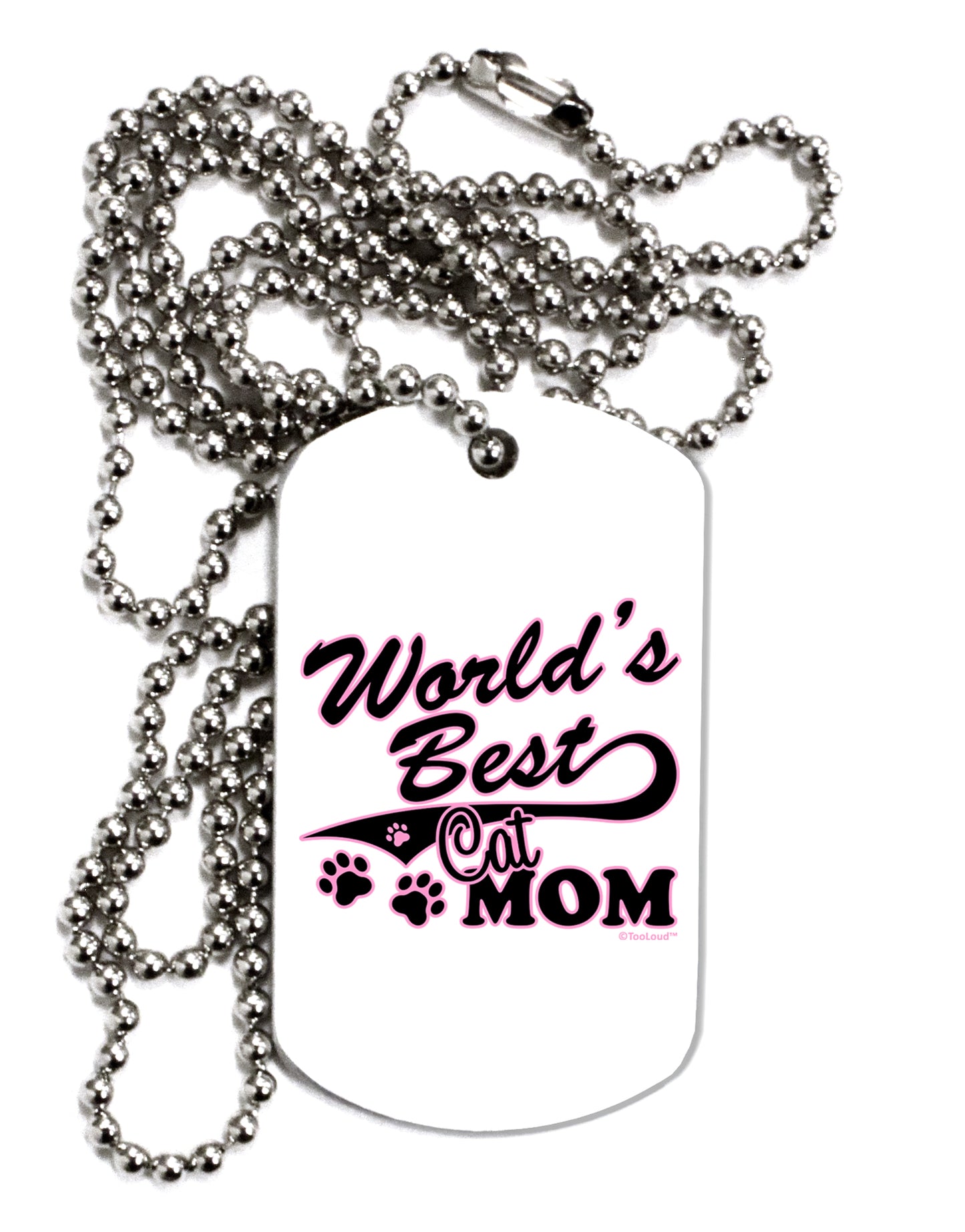 World's Best Cat Mom Adult Dog Tag Chain Necklace by TooLoud-Dog Tag Necklace-TooLoud-White-Davson Sales