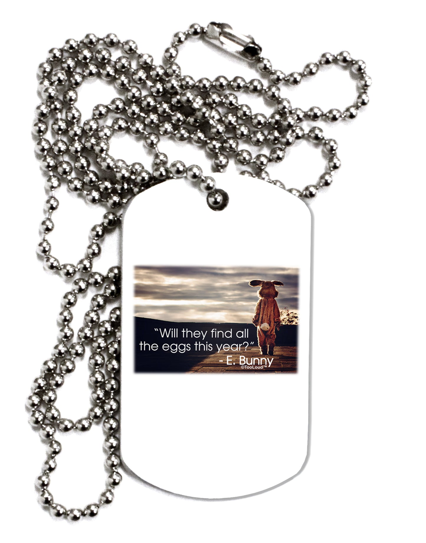 Will They Find the Eggs - Easter Bunny Adult Dog Tag Chain Necklace by TooLoud-Dog Tag Necklace-TooLoud-White-Davson Sales