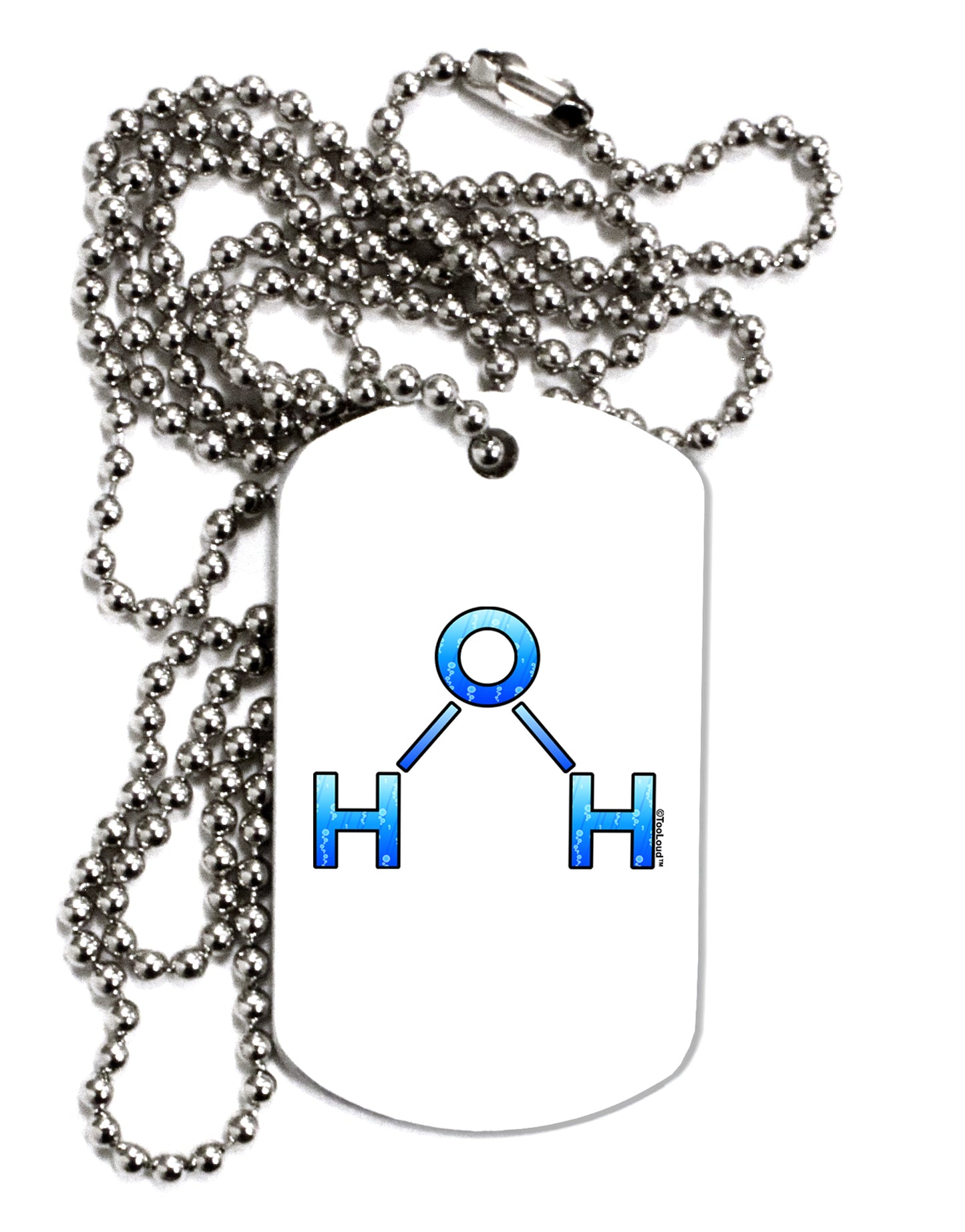 Water Molecule Adult Dog Tag Chain Necklace by TooLoud-Dog Tag Necklace-TooLoud-White-Davson Sales