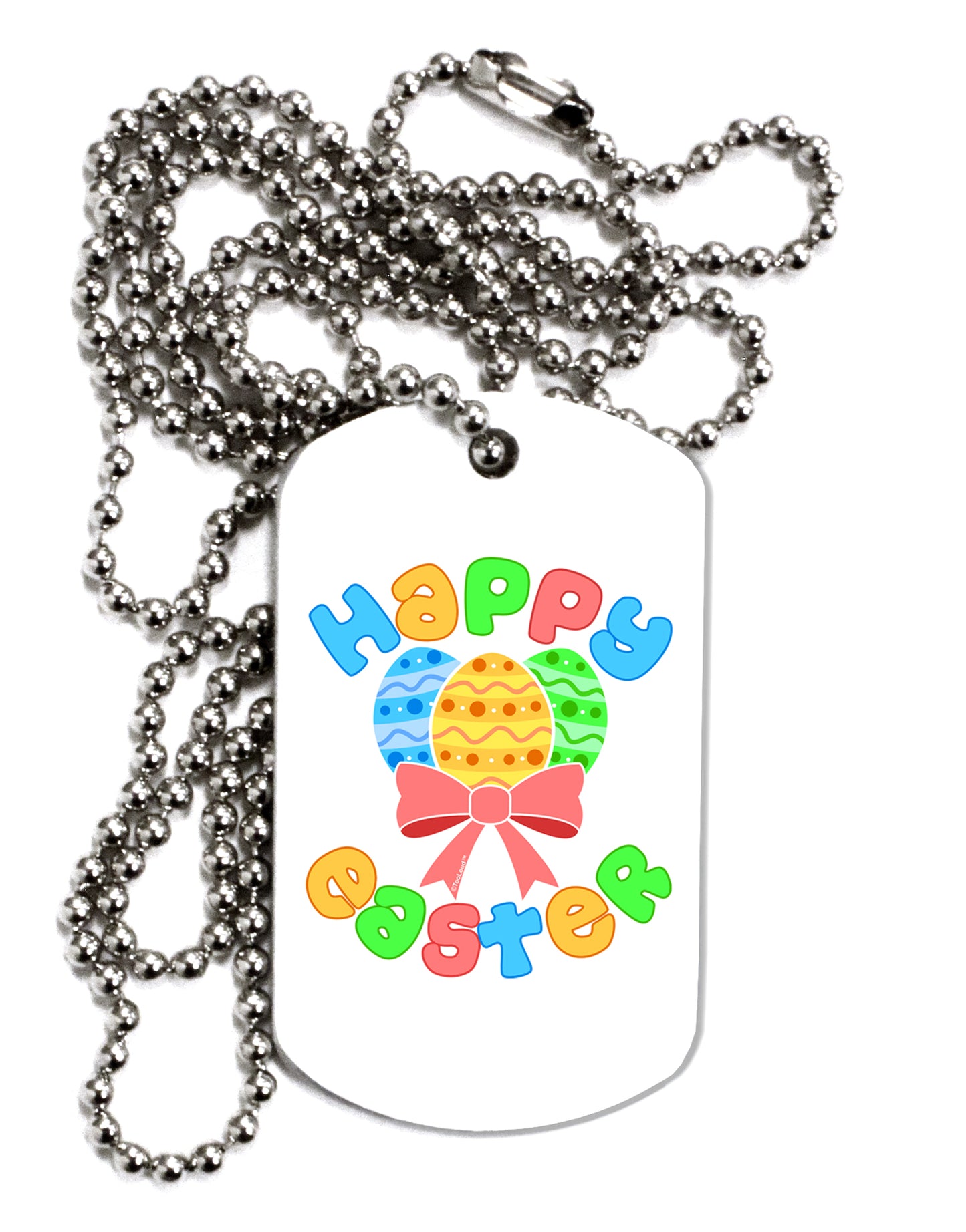 Happy Easter Easter Eggs Adult Dog Tag Chain Necklace by TooLoud-Dog Tag Necklace-TooLoud-White-Davson Sales