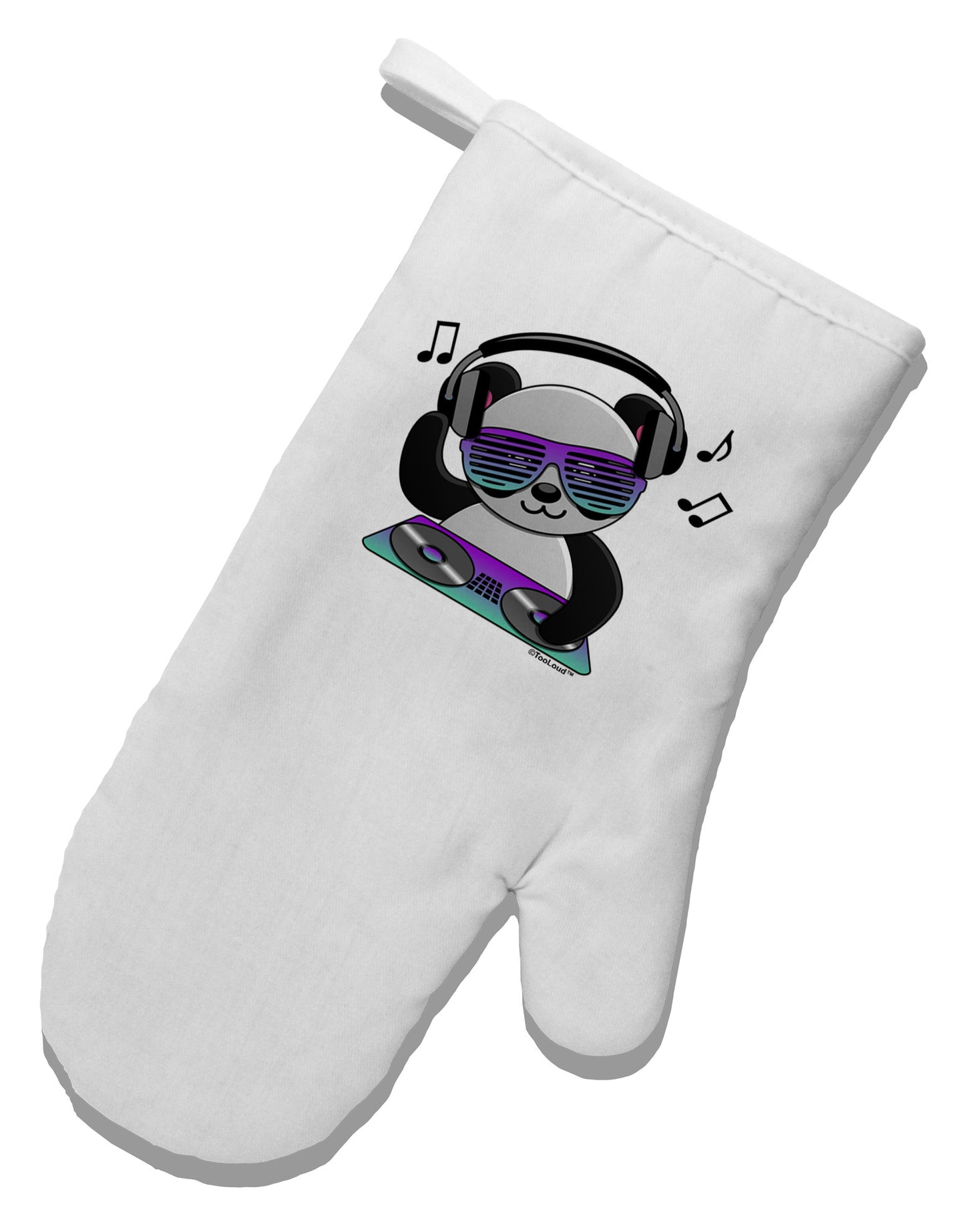 Panda DJ White Printed Fabric Oven Mitt-Oven Mitt-TooLoud-White-Davson Sales