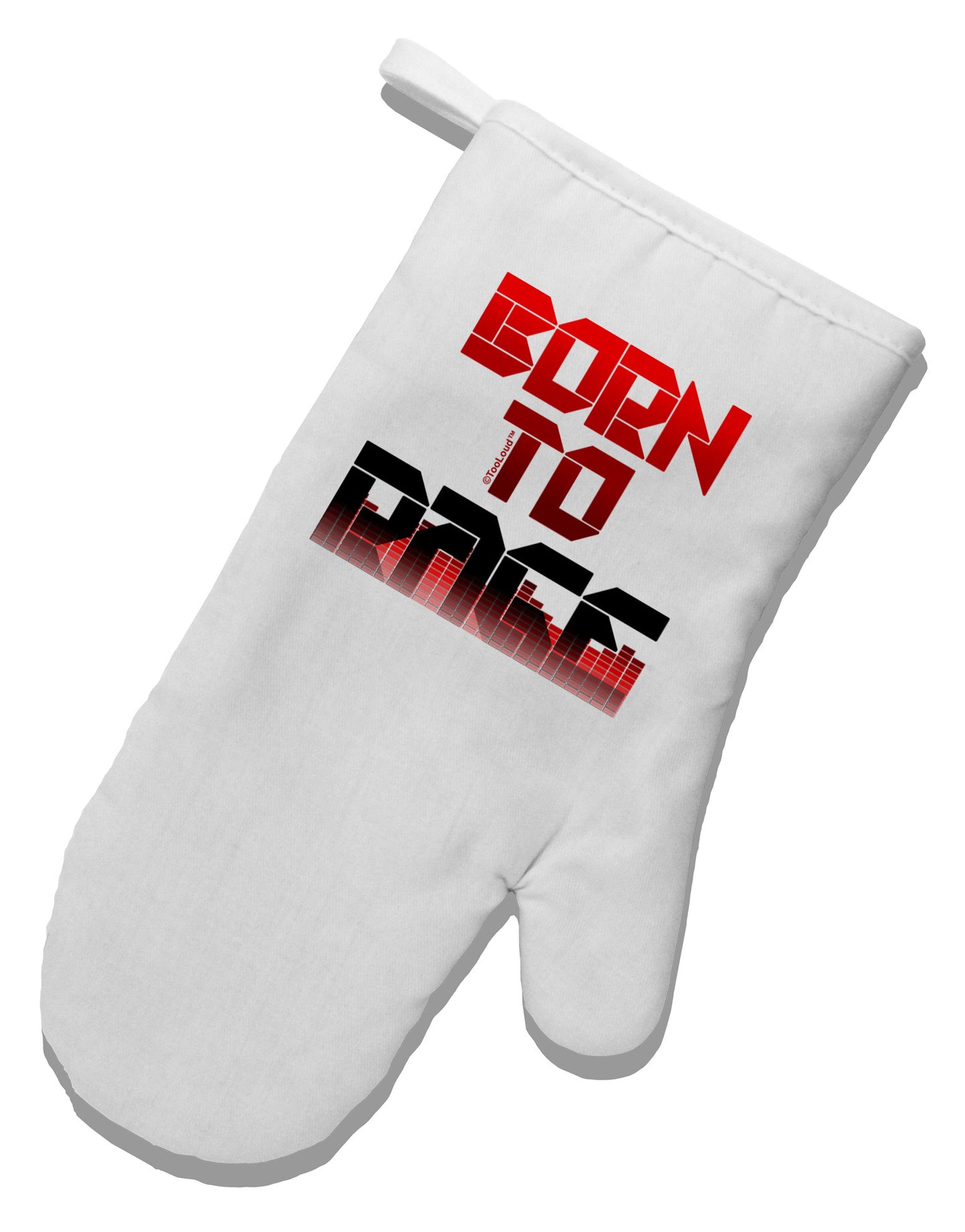 Born To Rage Red White Printed Fabric Oven Mitt-Oven Mitt-TooLoud-White-Davson Sales