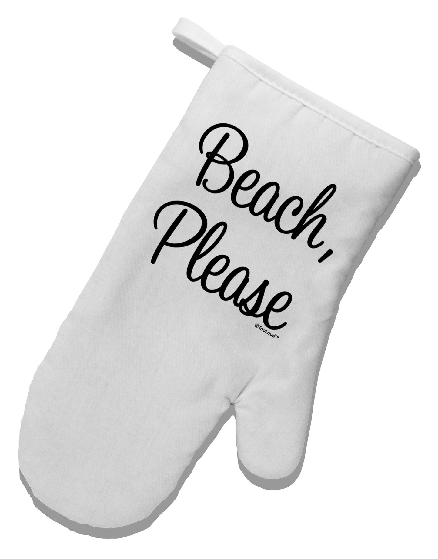 Beach Please White Printed Fabric Oven Mitt-Oven Mitt-TooLoud-White-Davson Sales