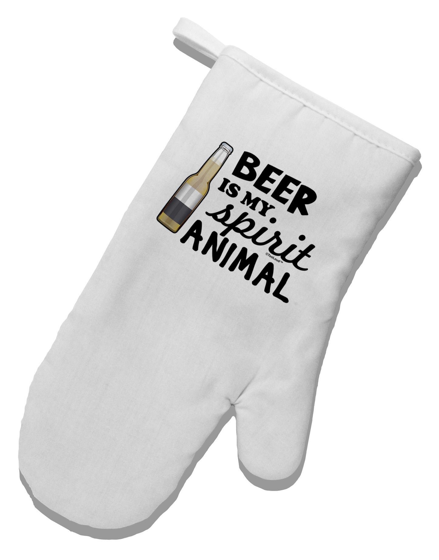 Beer Is My Spirit Animal White Printed Fabric Oven Mitt-Oven Mitt-TooLoud-White-Davson Sales