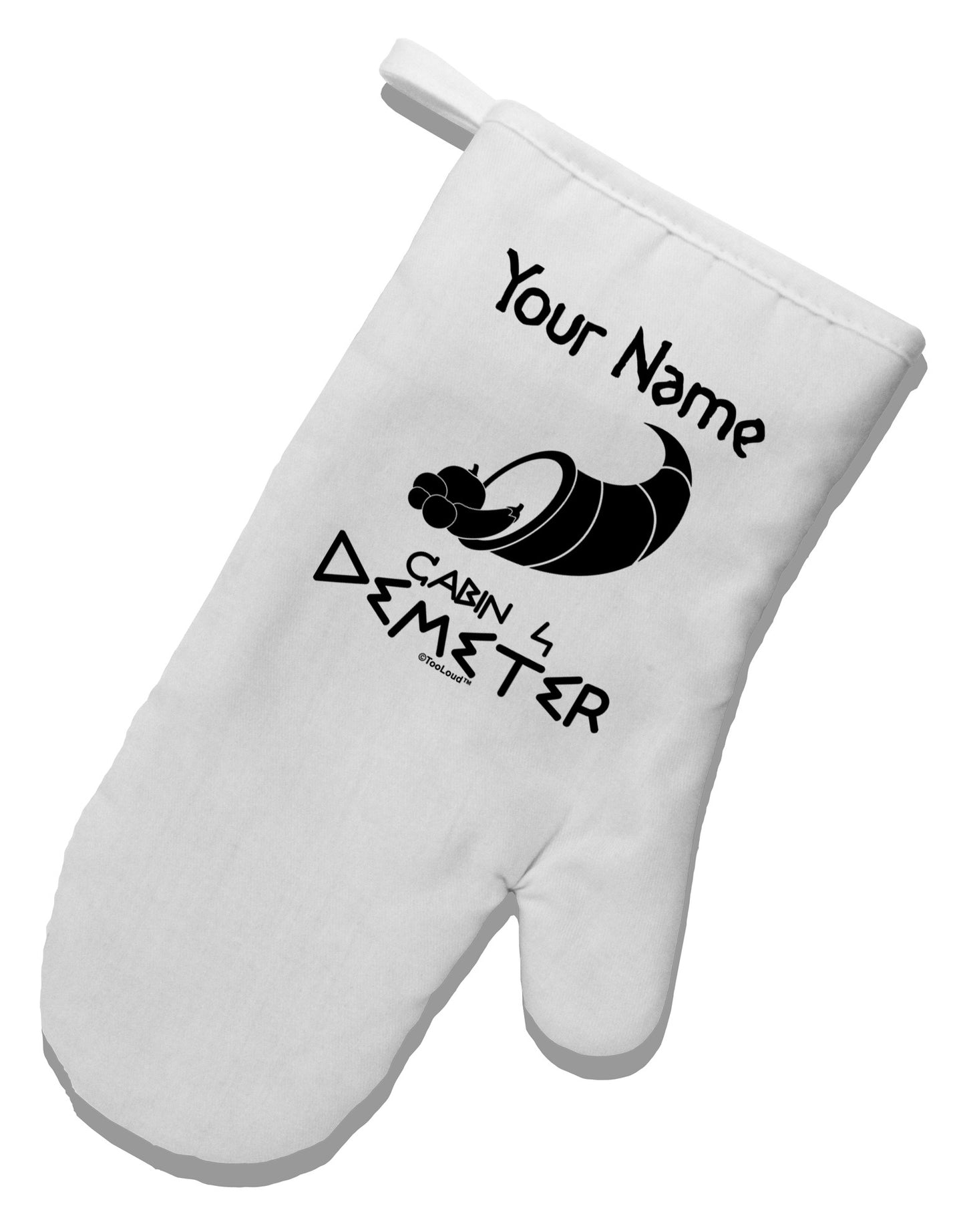 Personalized Cabin 4 Demeter White Printed Fabric Oven Mitt-Oven Mitt-TooLoud-White-Davson Sales