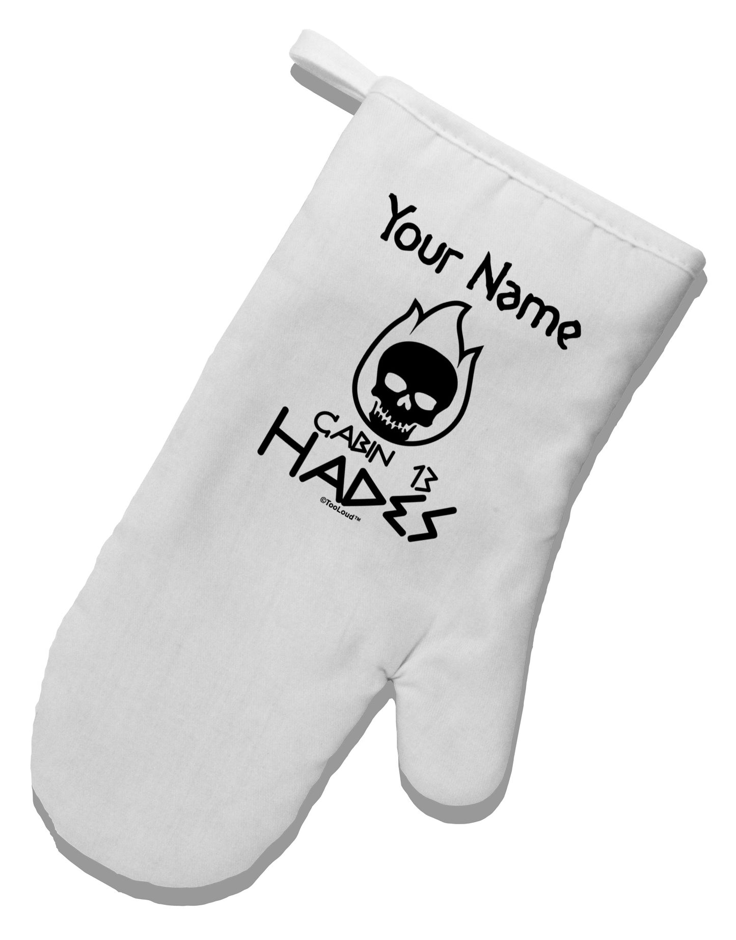 Personalized Cabin 13 Hades White Printed Fabric Oven Mitt-Oven Mitt-TooLoud-White-Davson Sales