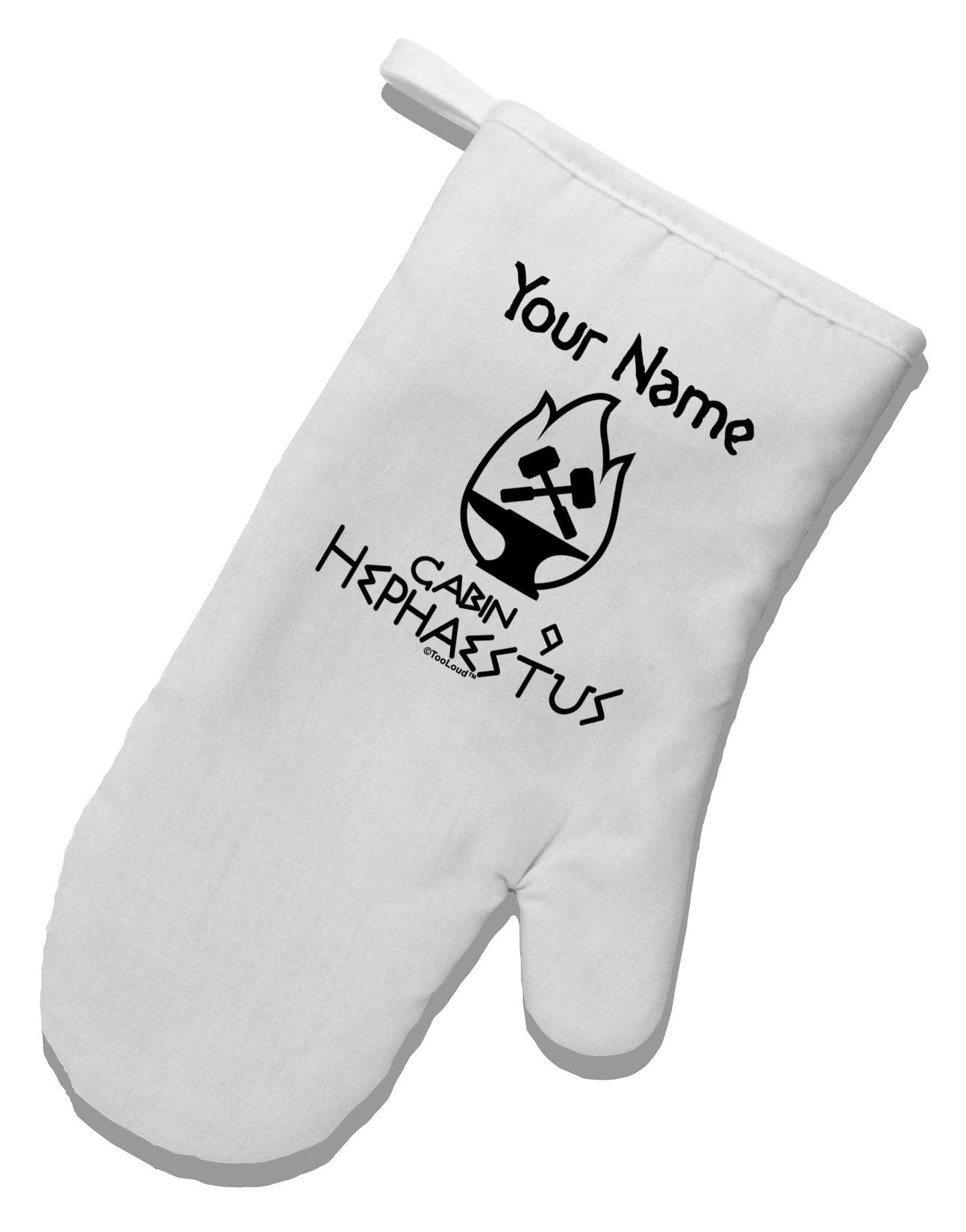Personalized Cabin 9 Hephaestus White Printed Fabric Oven Mitt-Oven Mitt-TooLoud-White-Davson Sales