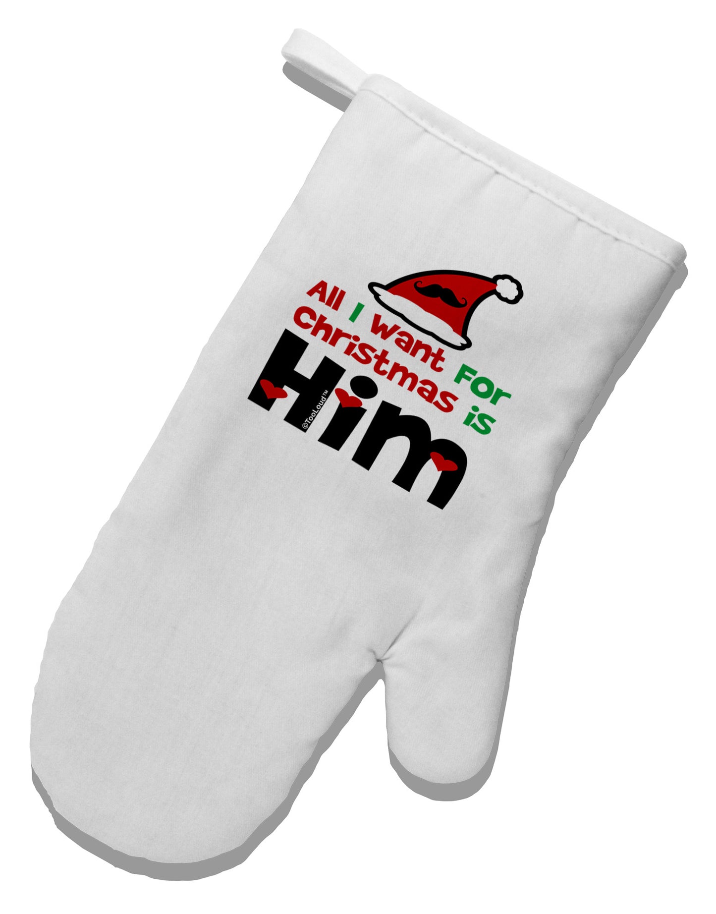 All I Want is Him Matching His & Hers White Printed Fabric Oven Mitt-Oven Mitt-TooLoud-White-Davson Sales