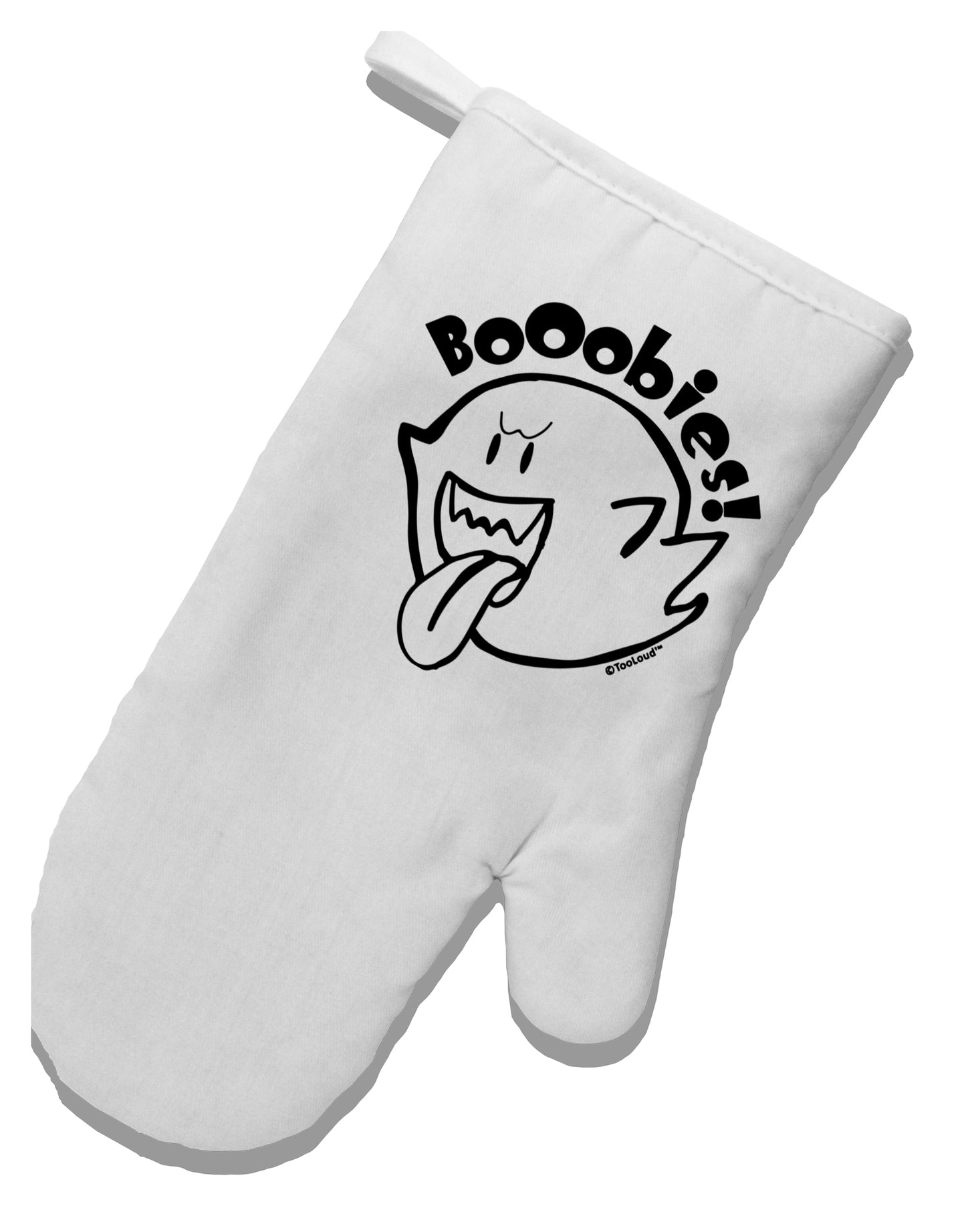 TooLoud Booobies White Printed Fabric Oven Mitt-OvenMitts-TooLoud-Davson Sales