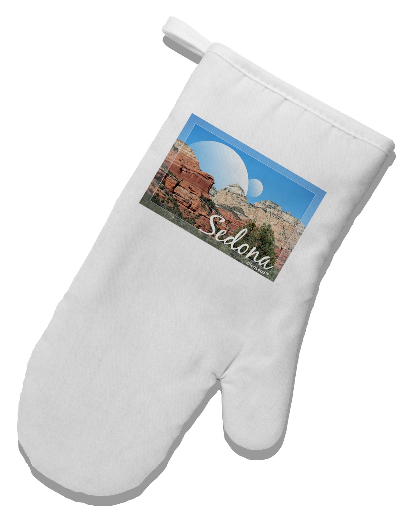 Abstract Sedona White Printed Fabric Oven Mitt-Oven Mitt-TooLoud-White-Davson Sales