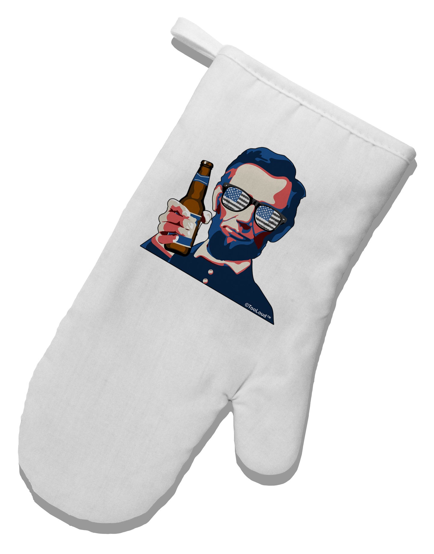 Abraham Drinkoln White Printed Fabric Oven Mitt-Oven Mitt-TooLoud-White-Davson Sales