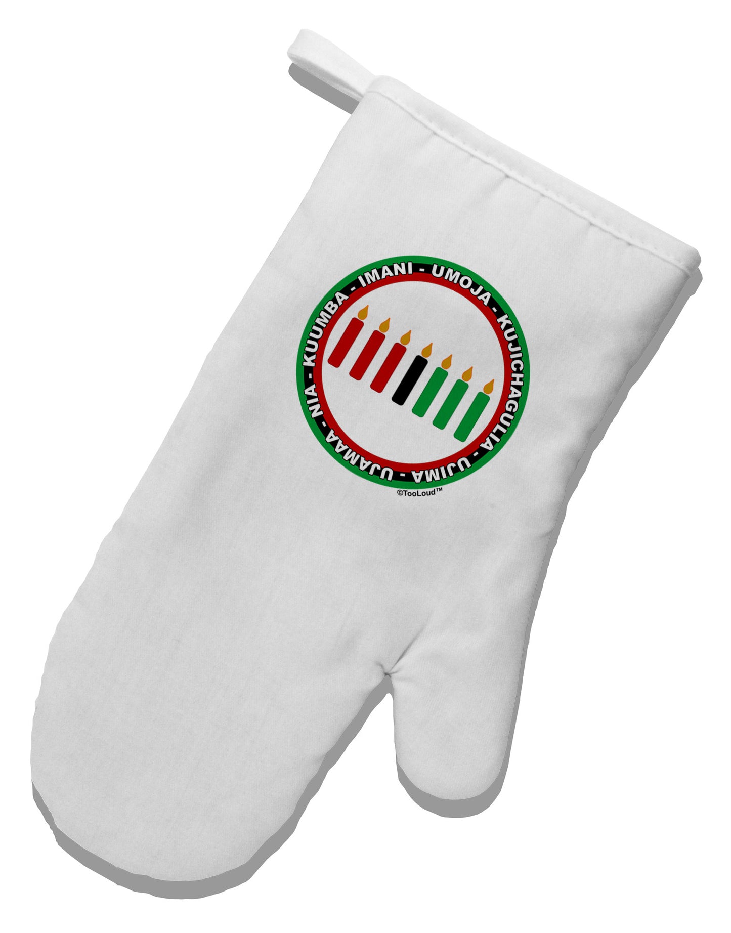 7 Principles Circle White Printed Fabric Oven Mitt-Oven Mitt-TooLoud-White-Davson Sales