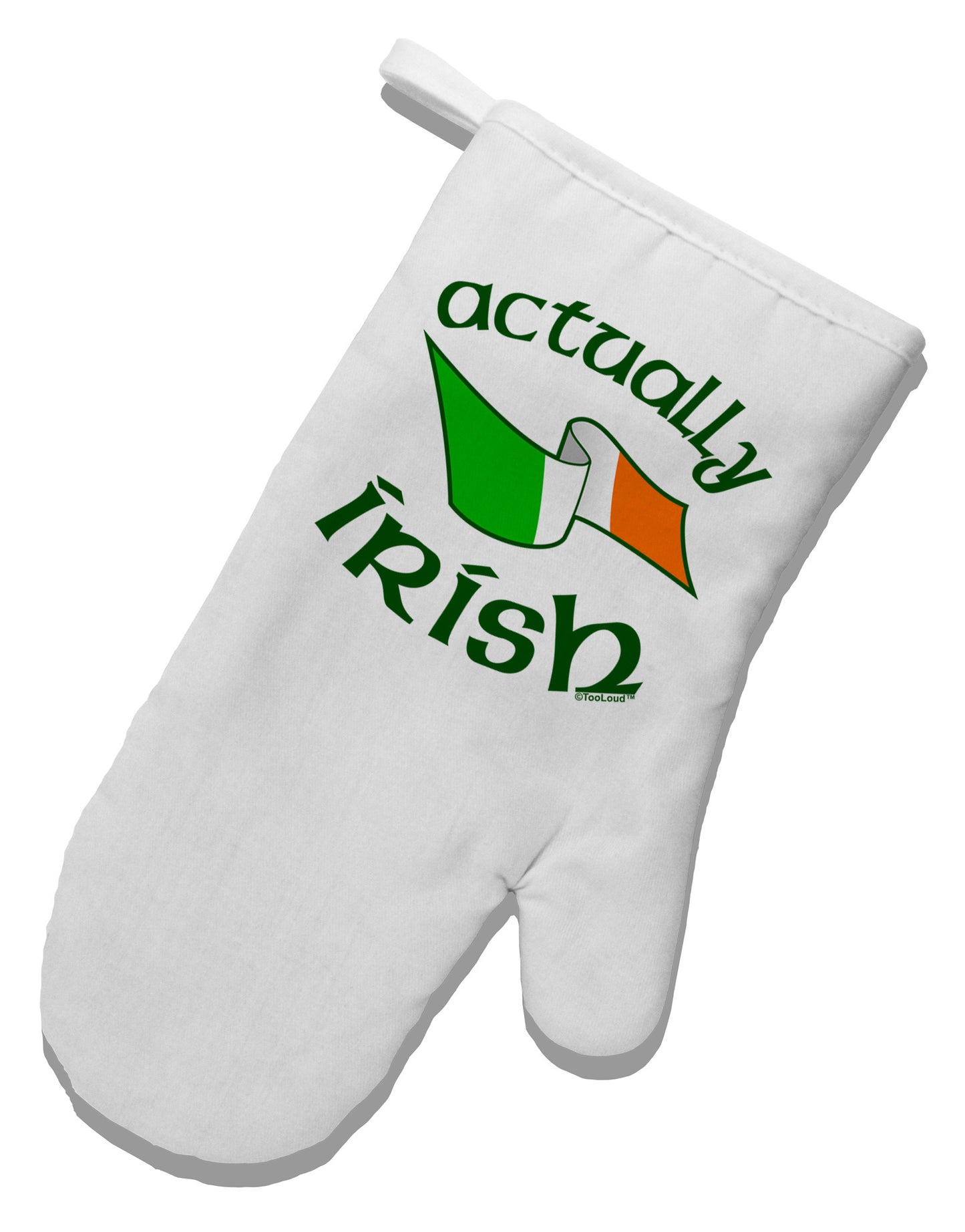 Actually Irish White Printed Fabric Oven Mitt-Oven Mitt-TooLoud-White-Davson Sales