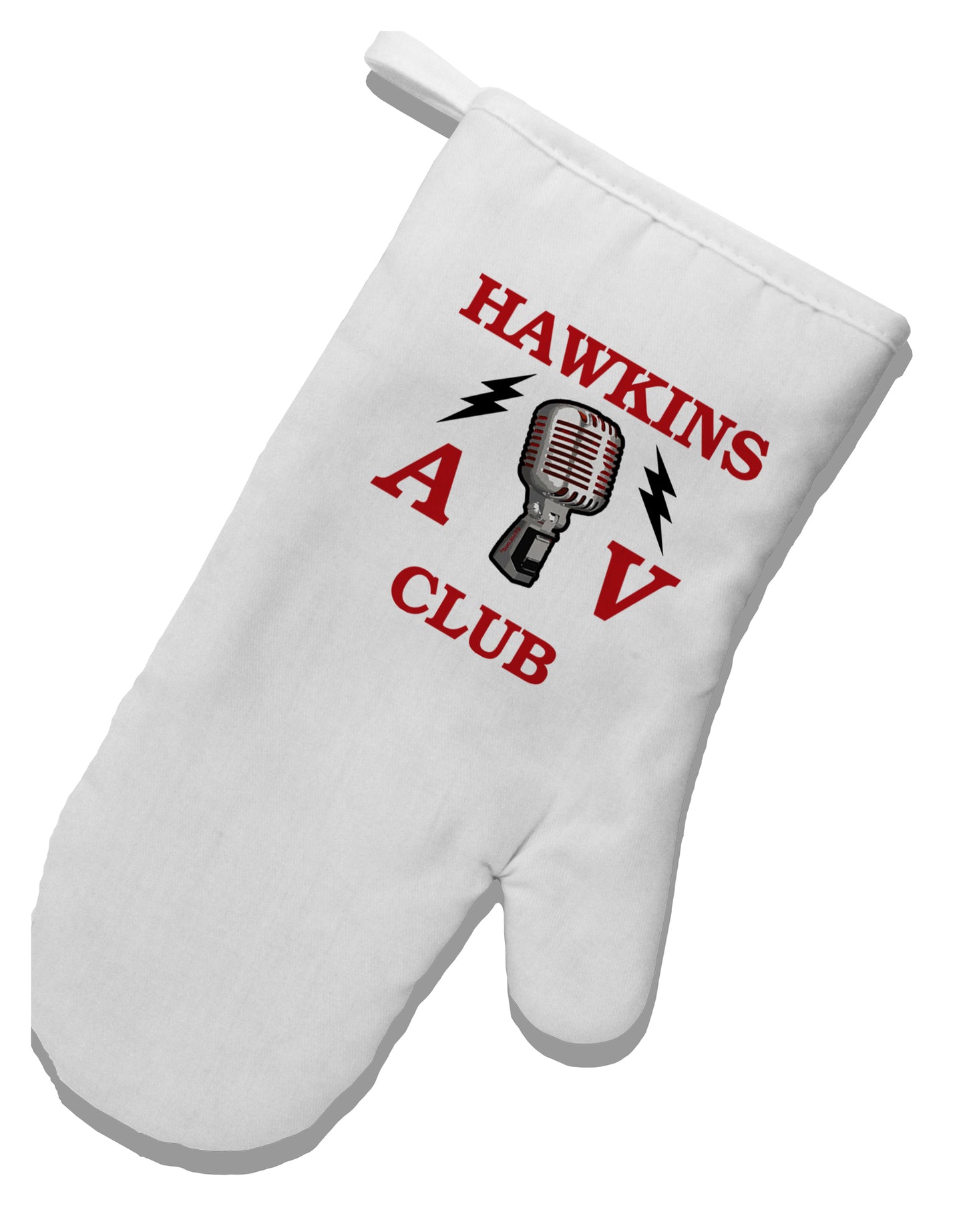 Hawkins AV Club White Printed Fabric Oven Mitt by TooLoud-Oven Mitt-TooLoud-White-Davson Sales