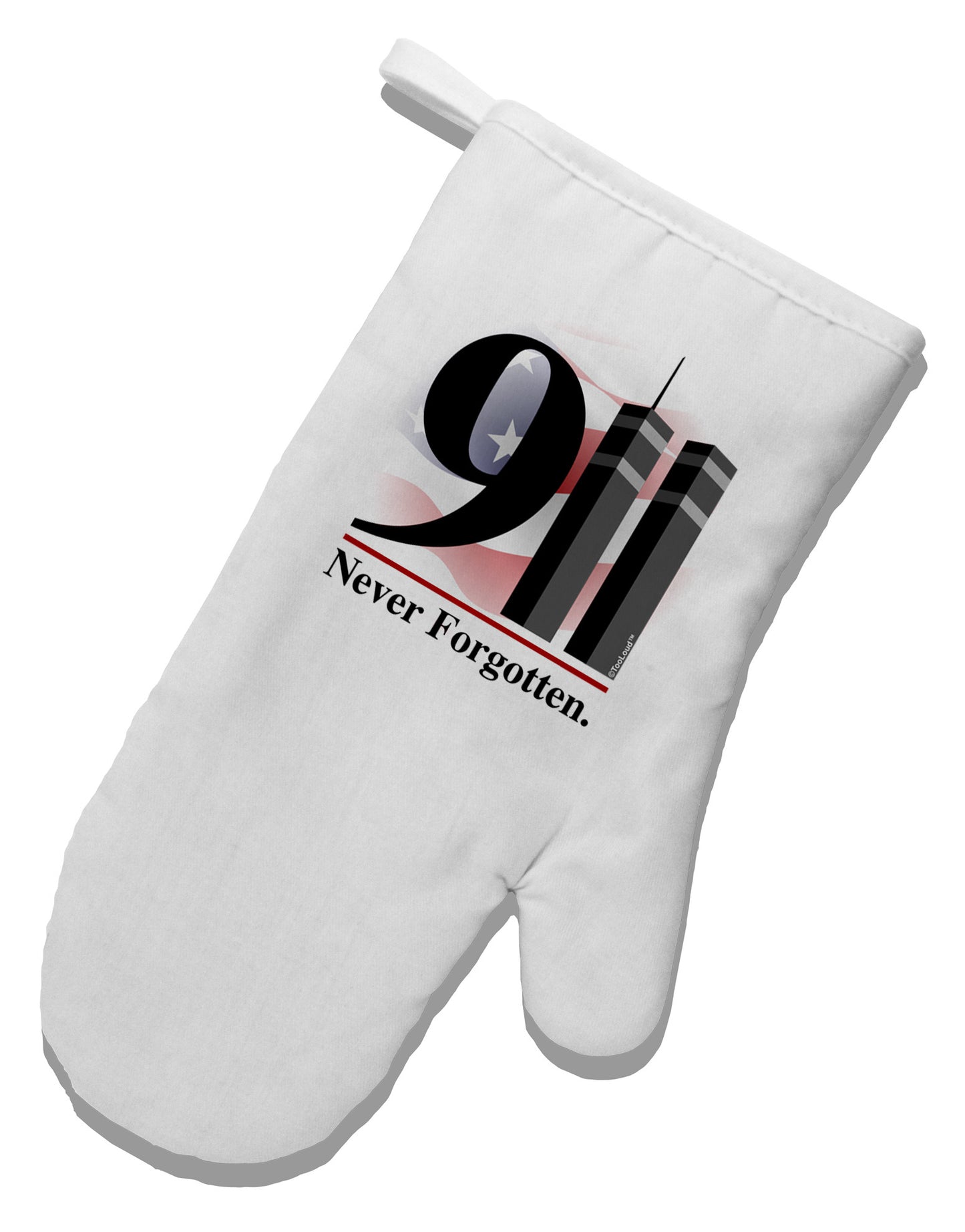 911 Never Forgotten White Printed Fabric Oven Mitt-Oven Mitt-TooLoud-White-Davson Sales