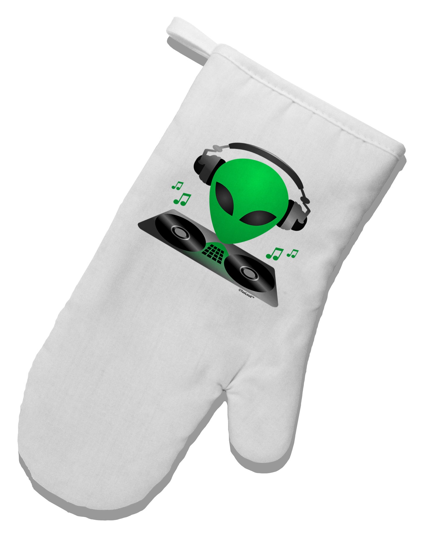 Alien DJ White Printed Fabric Oven Mitt-Oven Mitt-TooLoud-White-Davson Sales